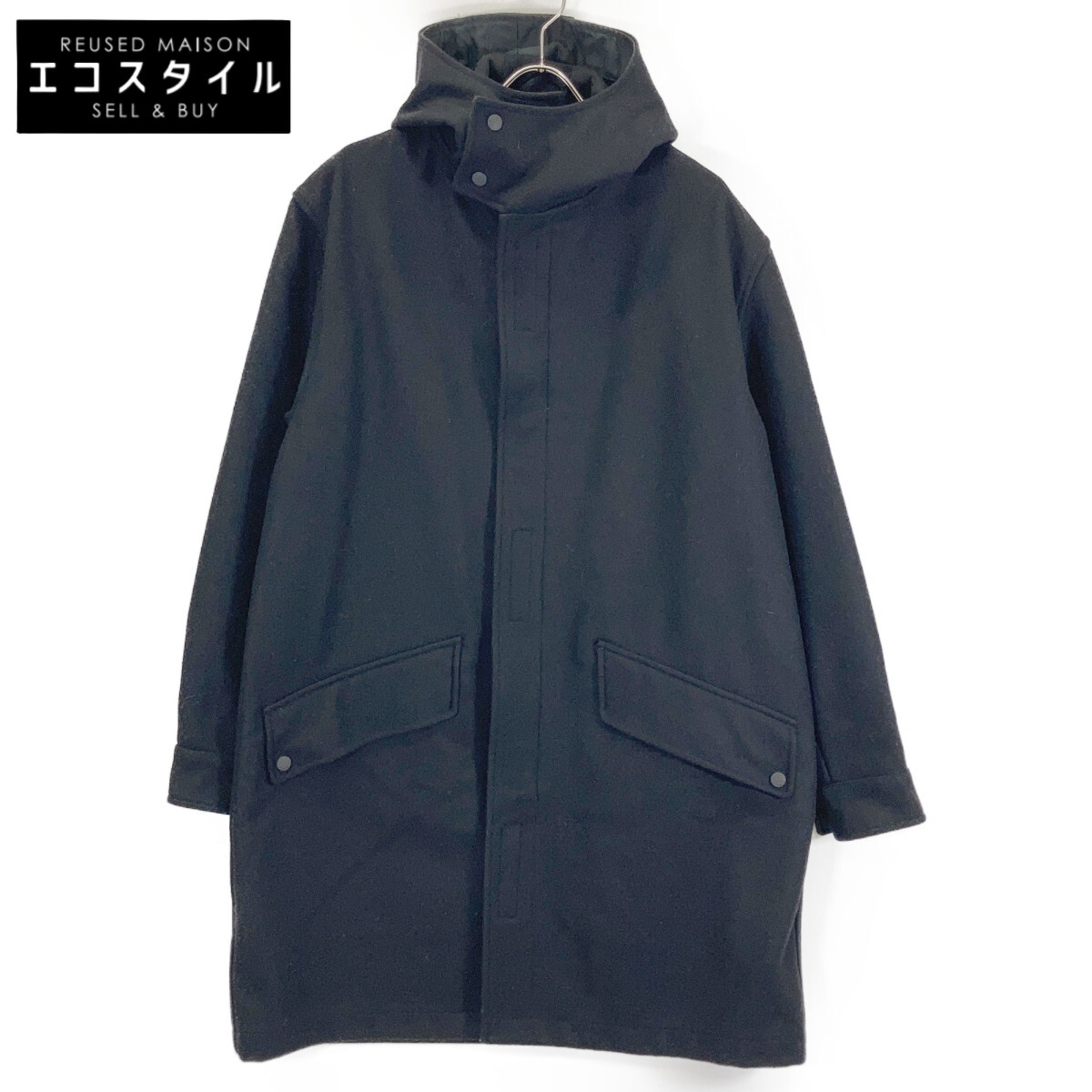 C.P.COMPANY シーピーカンパニー 00's 31184853 ﾌﾞﾗｯｸ ｳｰﾙﾅｲﾛﾝ ｵｰﾊﾞｰｻｲｽﾞﾌｰﾃﾞｨｺｰﾄ コート S ブラック メンズ 【中古】