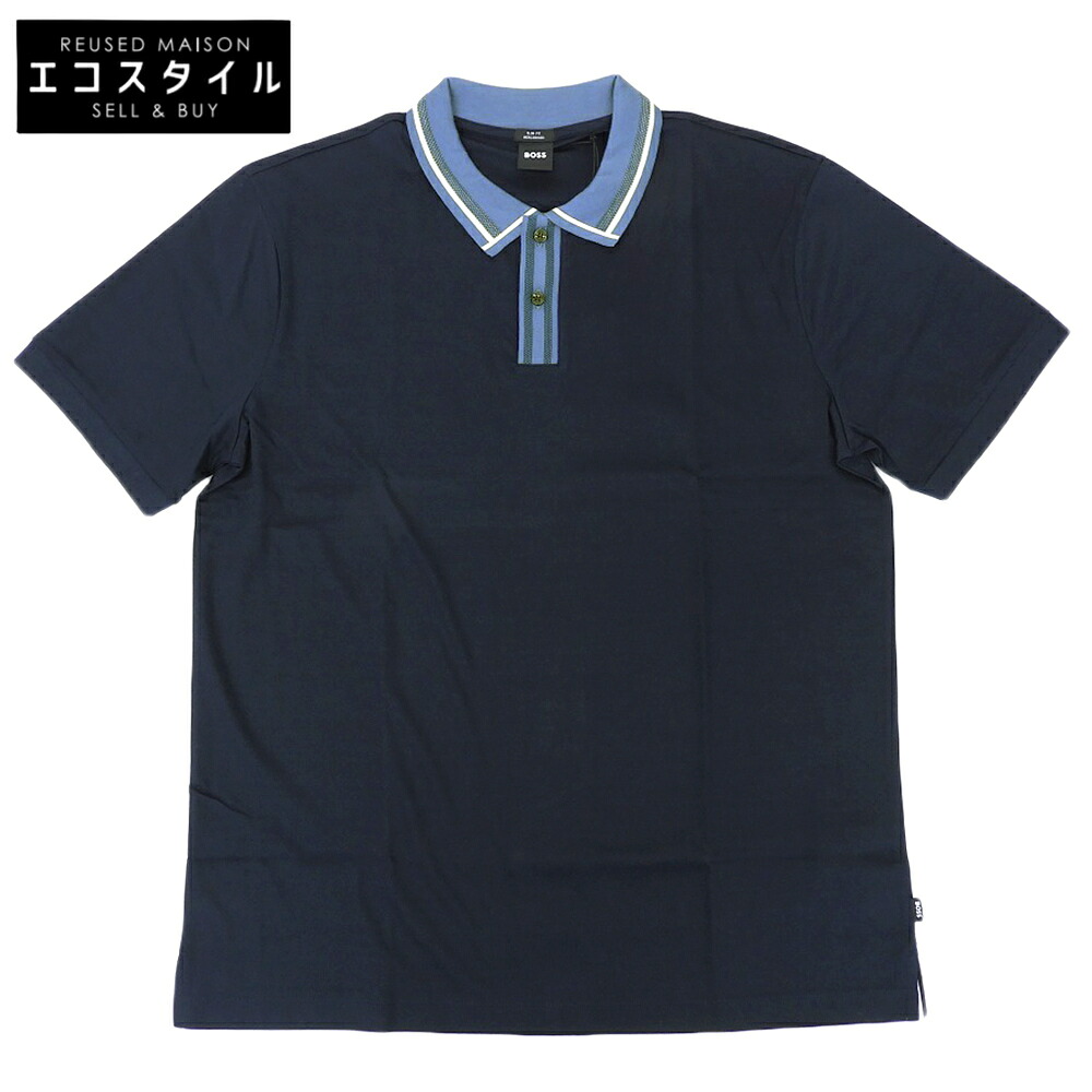 BOSS 元締め 新品負けず劣らず 対照 縞模様 スポーツシャツ トップス メンズ うす暗い青み XXL 50513366 トップス   XXL 米国海軍 メンズ 【中古】