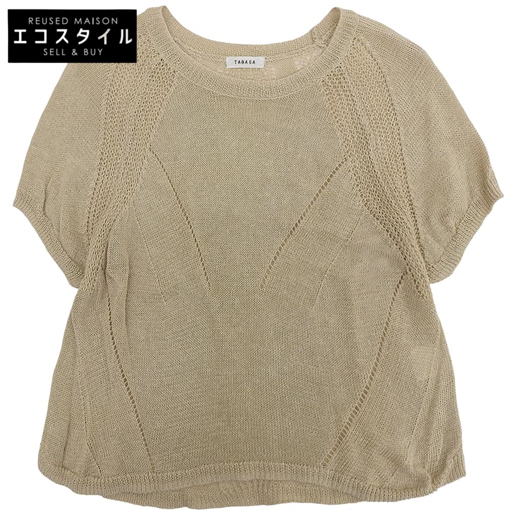 TABASA タバサ 美品 リネン 夏時編み物 トップス レディース ベージュ D1751KSW003 トップス   ― ベージュ レディース 【中古】