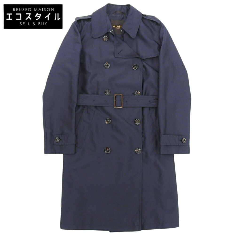 MOORER ムーレー 美品 CATEL NUOVO D/GARDA ナイロン トレンチコート レディース ネイビー 42 OME8105004 コート 42 ネイビー レディース 【中古】