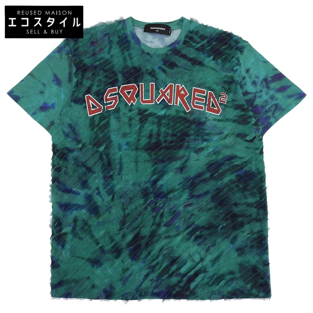DSQUARED2 ディースクエアード 美品 タイダイ柄 ロゴタイプ 刷り上げる プルオーバー トップス レディース 緑であること XS 19年 S72GD0184 トップス   XS 緑であること レディース 【中古】