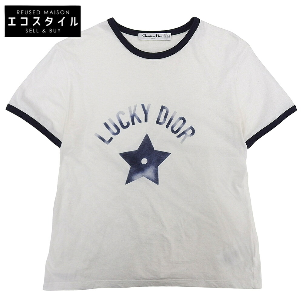 Christian Dior ディオール LUCKY DIOR はやりっ児刷り上げる リンガー プルオーバー 綿織物×リネン 白いこと M 253T40A4403 トップス   M 白いこと レディース 【中古】