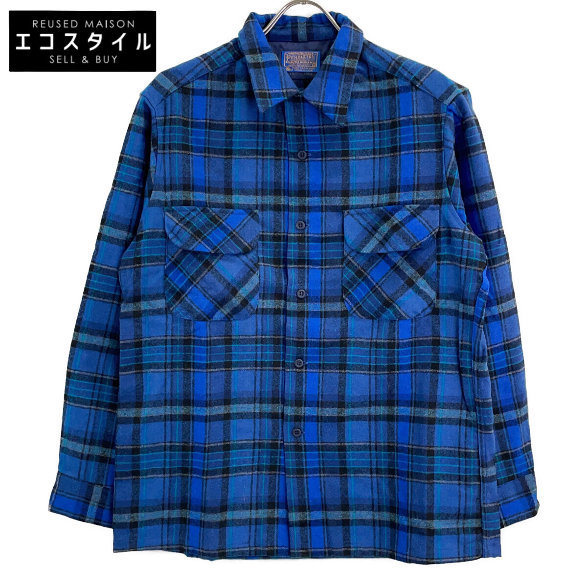 PENDLETON ペンドルトン 70s USA製 青色 手入らず羊毛100 読み合わせる ゲーム盤プルオーバー 上衣   M 青色 メンズ 【中古】