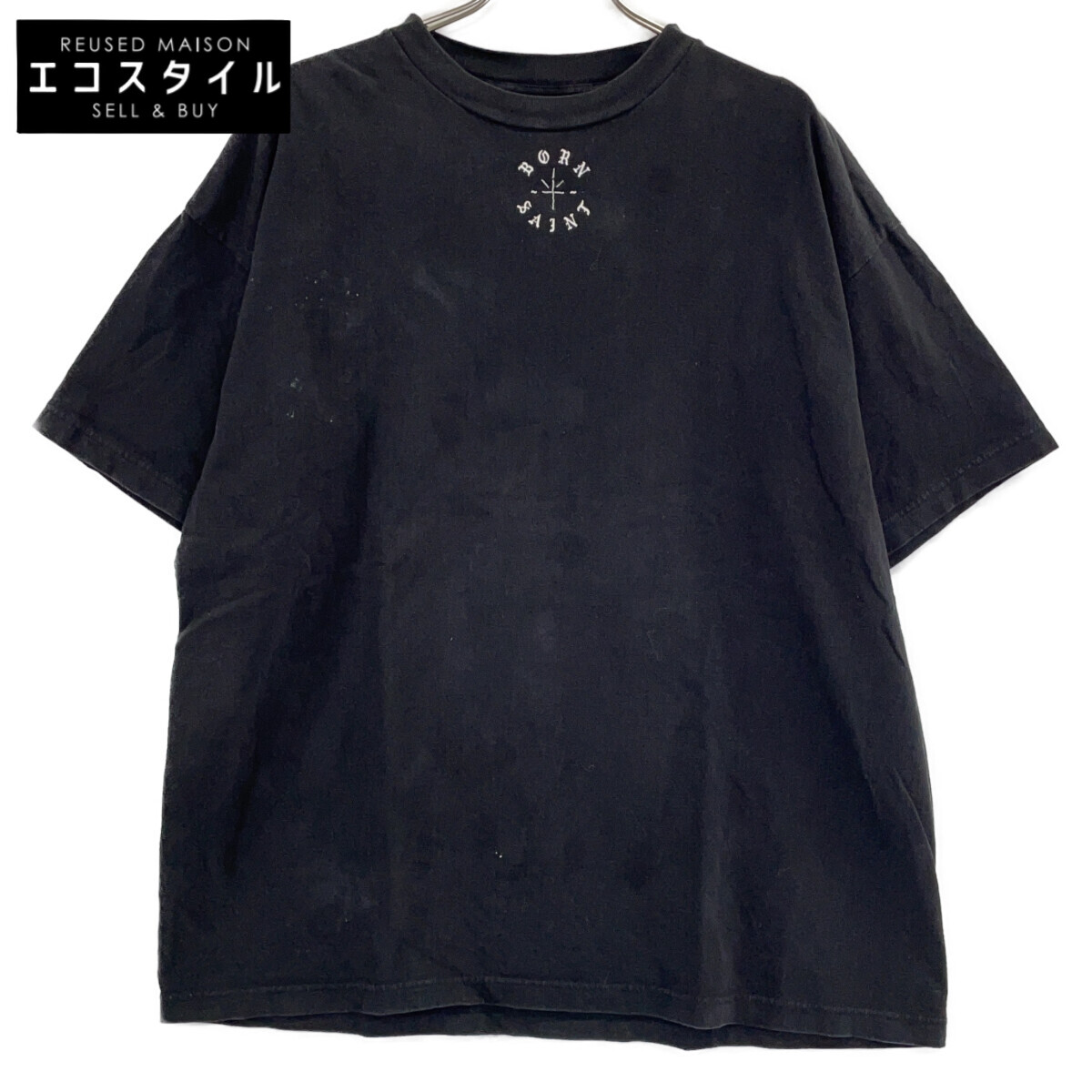 SAINT MICHAEL 仙マイケル 24SS 黒いこと SM-YS8-0000-C06 BORN SAINT 半袖ティーシャツ トップス   XXL 黒いこと メンズ 【中古】