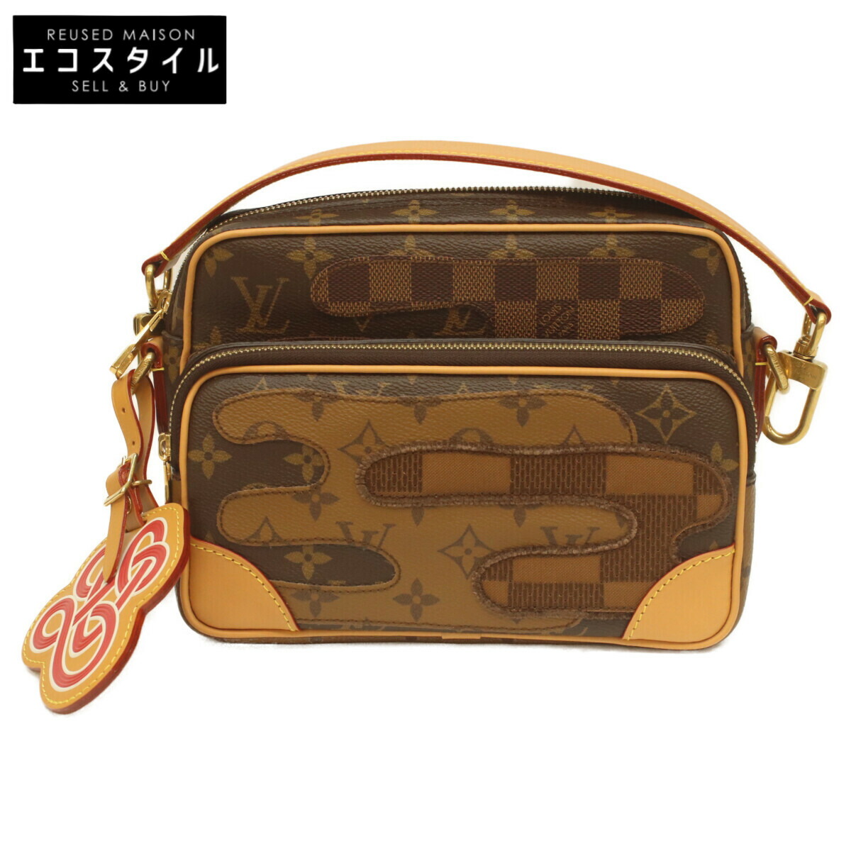 LOUIS VUITTON ルイヴィトン ×NIGO M26068 ﾓﾉｸﾞﾗﾑ ﾅｲﾙ ショルダーバッグ ブラウン メンズ 【中古】