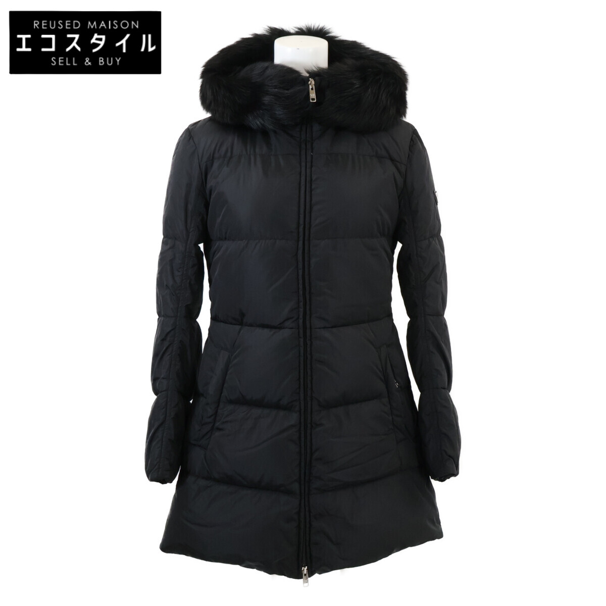 楽天市場】プラダ PRADA ロゴプレート ダウンコート ブルーフォックス