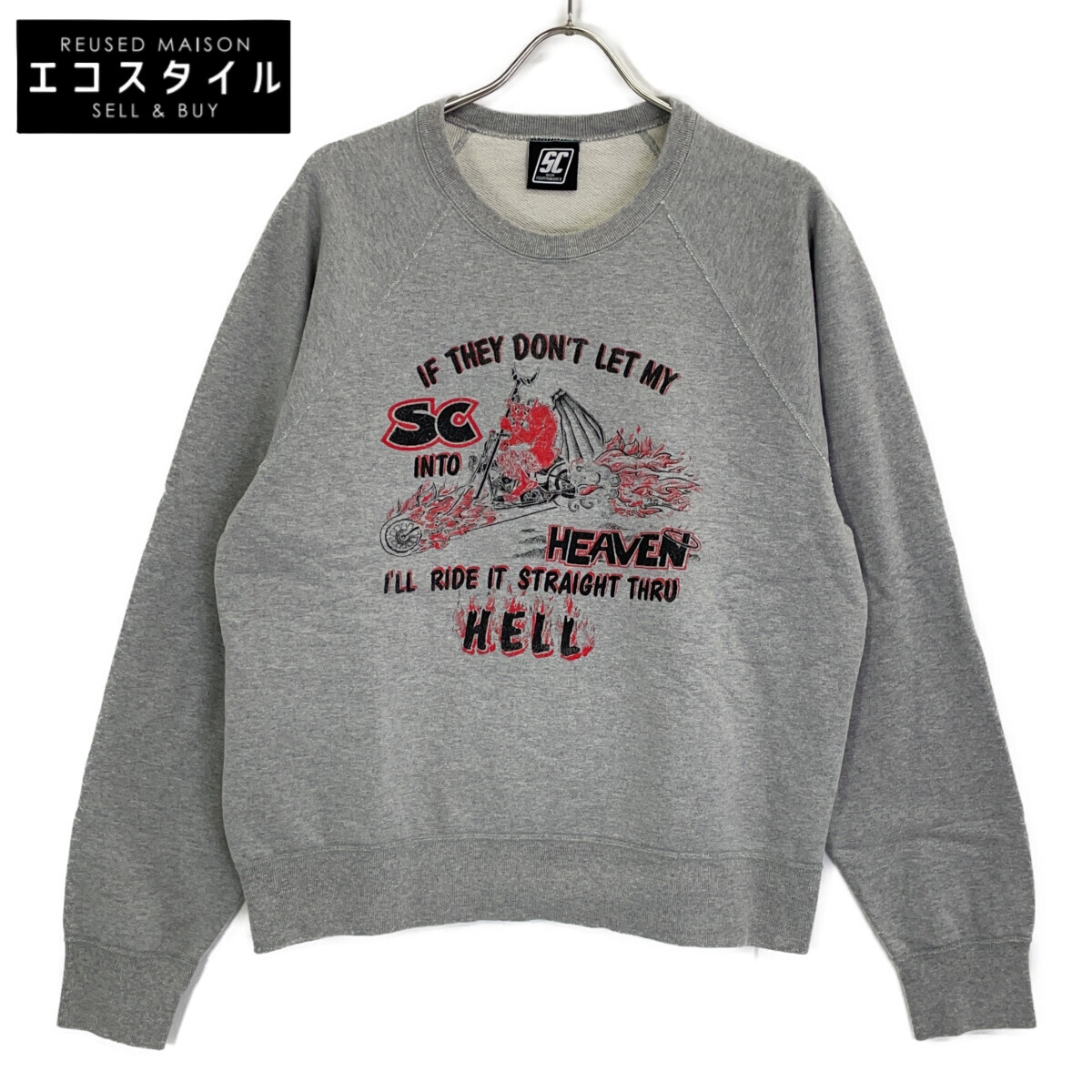 SC Subculture エスシー サブカルチャー ｸﾞﾚｰ ｺｯﾄﾝ DEVIL CREW NECK SWEAT/ﾃﾞﾋﾞﾙﾌﾟﾘﾝﾄ ｸﾙｰﾈｯｸｽｳｪｯﾄﾌﾟﾙｵｰﾊﾞｰ トップス S グレー メンズ 【中古】