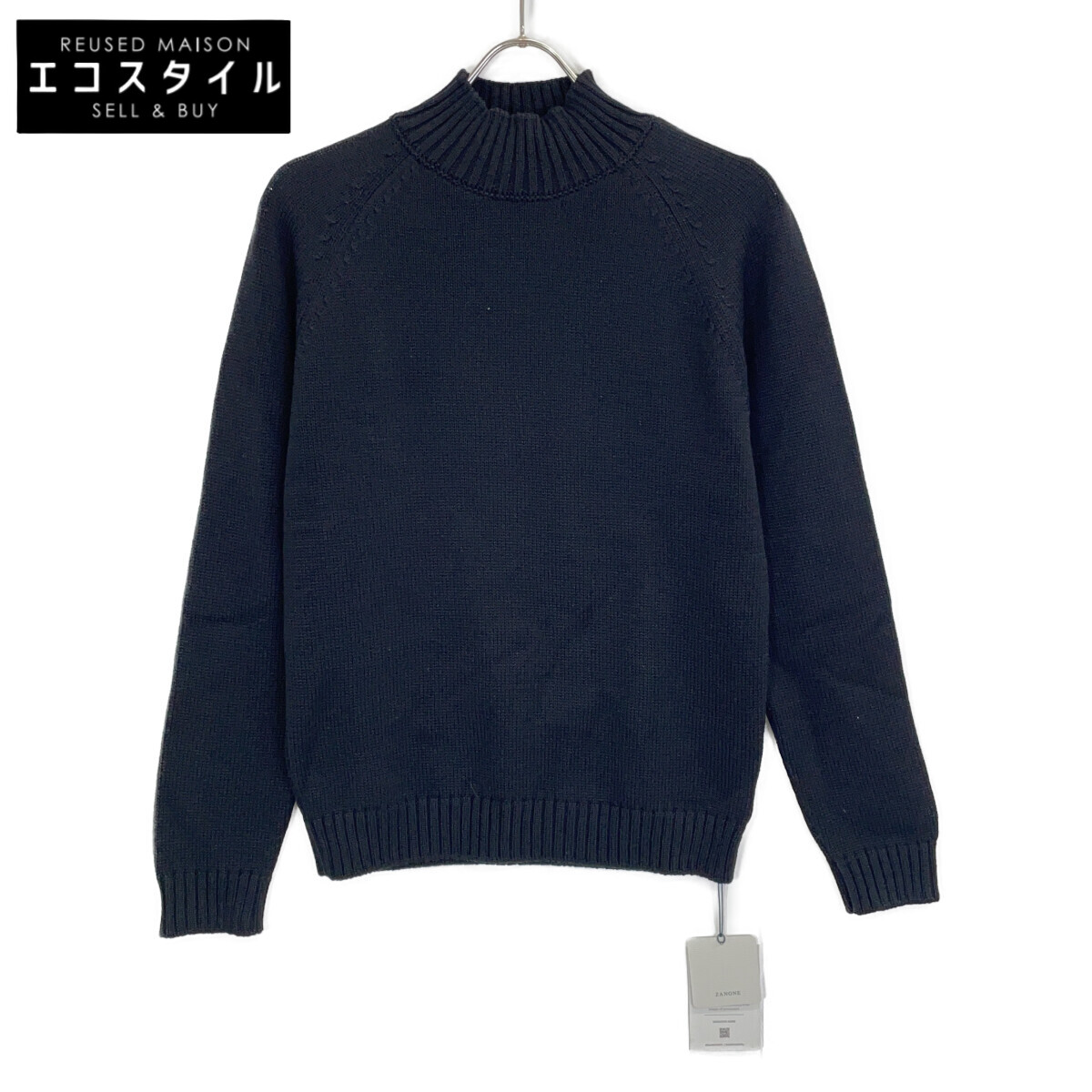 ZANONE ザノーネ ﾌﾞﾗｯｸ ｳｰﾙ100 ﾀｰﾄﾙﾈｯｸﾆｯﾄ ZANOｾｰﾀｰ トップス 46 ブラック メンズ 【中古】