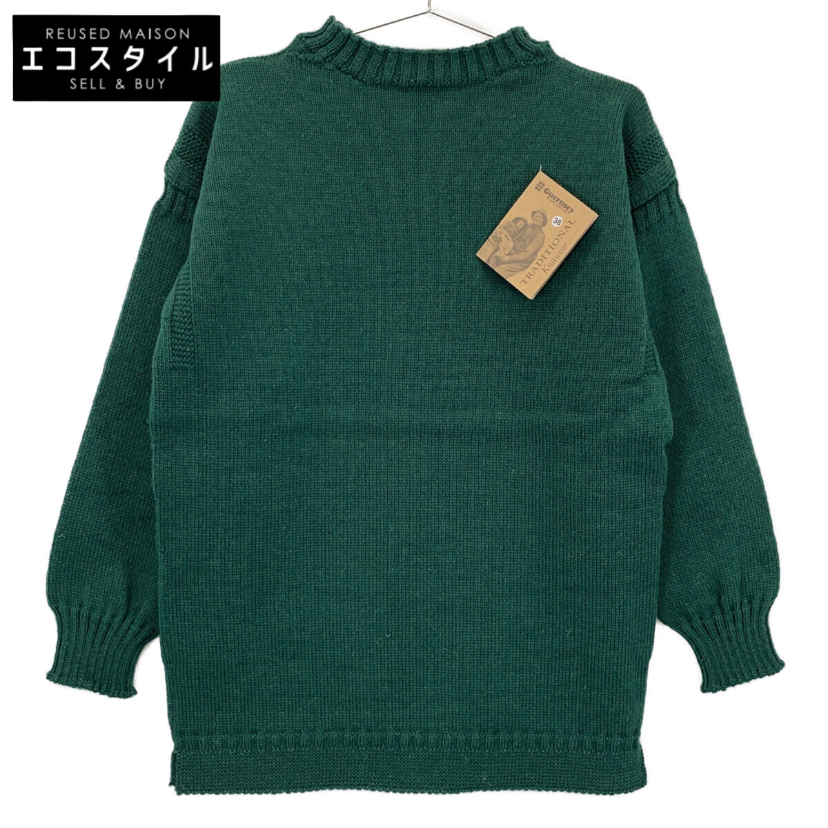 GUERNSEY WOOLENS ガンジーウーレンズ 緑であること 羊毛100 マハトマガンジー スウェーター ハイネック編み物 トップス   38 緑であること メンズ 【中古】