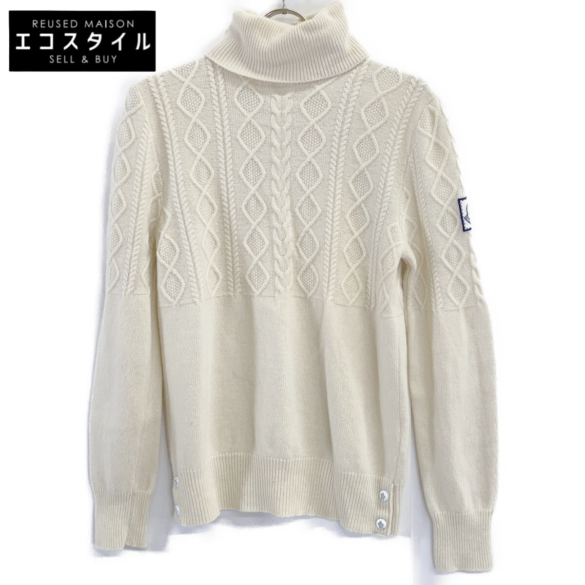 MONCLER モンク軌跡 チュインガム青碧 羊毛 タートルネックティーシャツ トップス   M 象牙色  レディース 【中古】