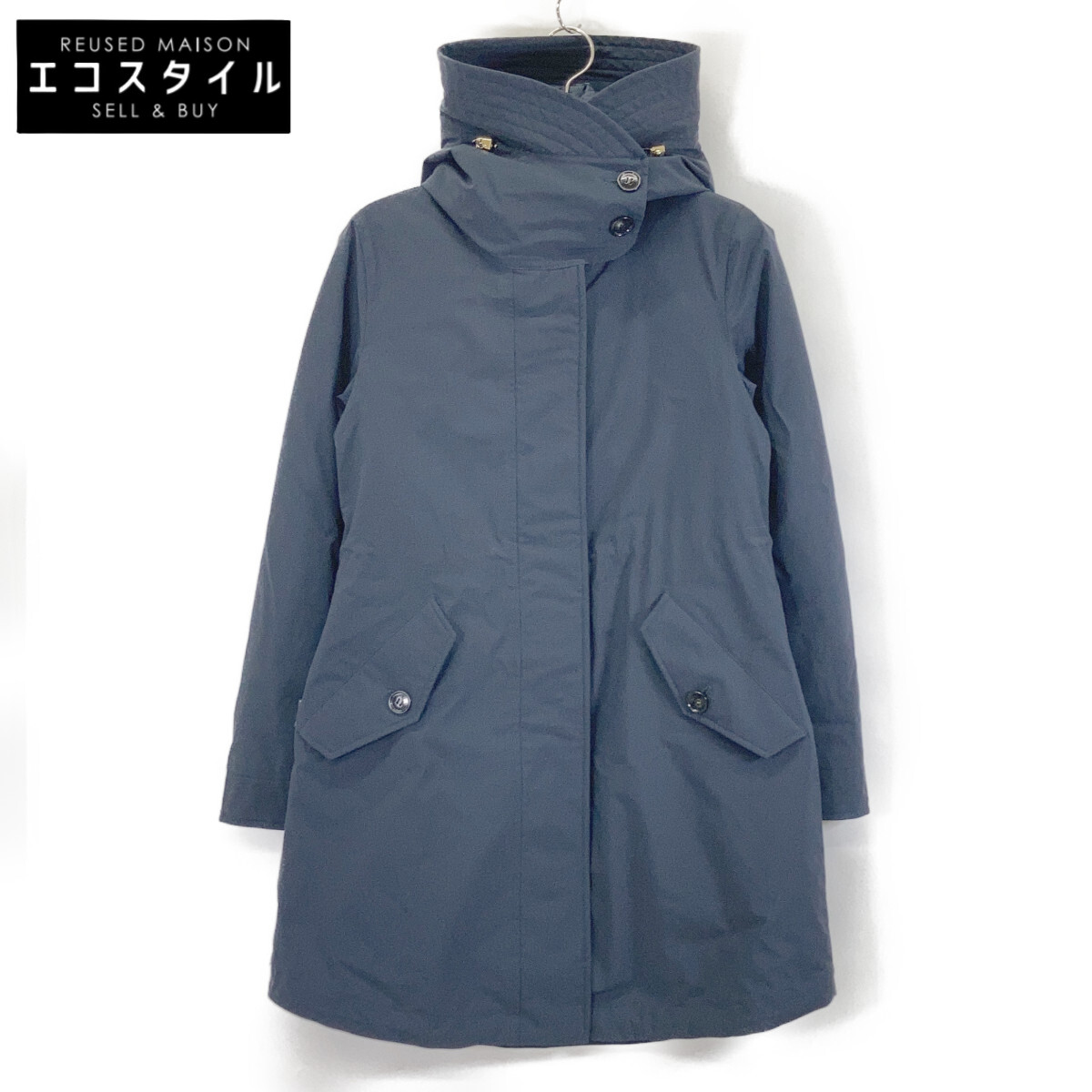 WOOLRICH ウールリッチ Spick\u0026Span別注 WWOU0642 ﾈｲﾋﾞｰ ｲﾝﾅｰﾀﾞｳﾝﾚｲﾔｰﾄﾞ ﾐﾘﾀﾘｰｺｰﾄ ジャケット XS ブラック レディース 【中古】
