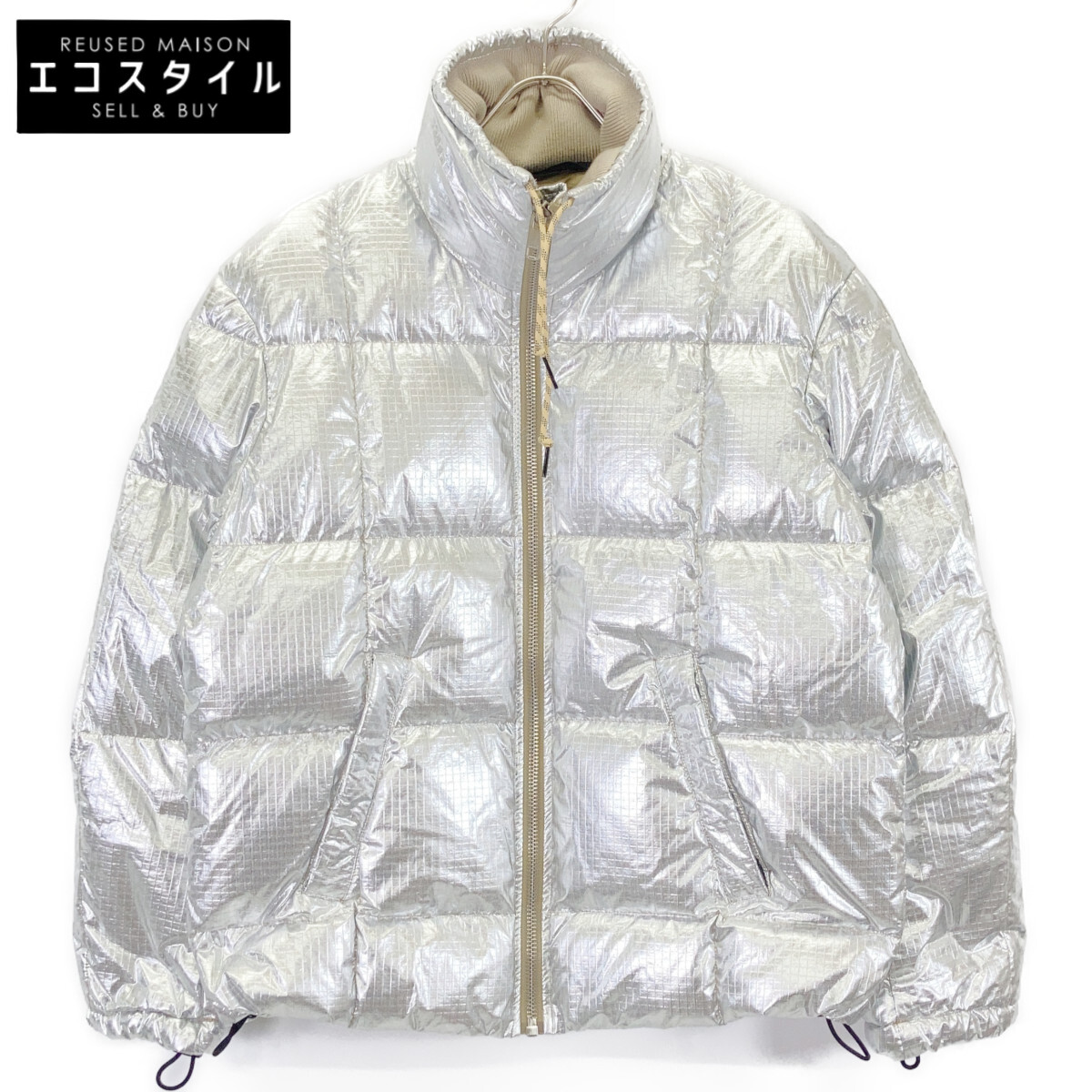 DIESEL ディーゼル A03145 しろがね色 襟うつり変わり ジップアップナイロンダウンジャケット 上衣   XS しろがね色 レディース 【中古】