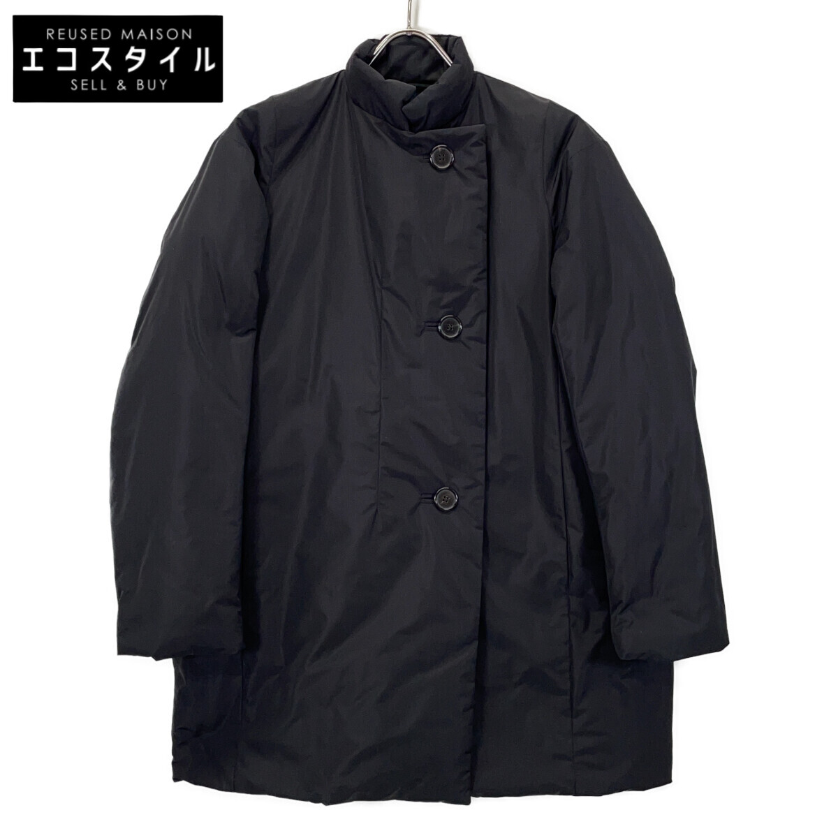 JILSANDER ジルサンダー ブラック ポリエステル ダウン　ピーコート コート ブラック メンズ 【中古】｜ブランドリユース エコスタイル