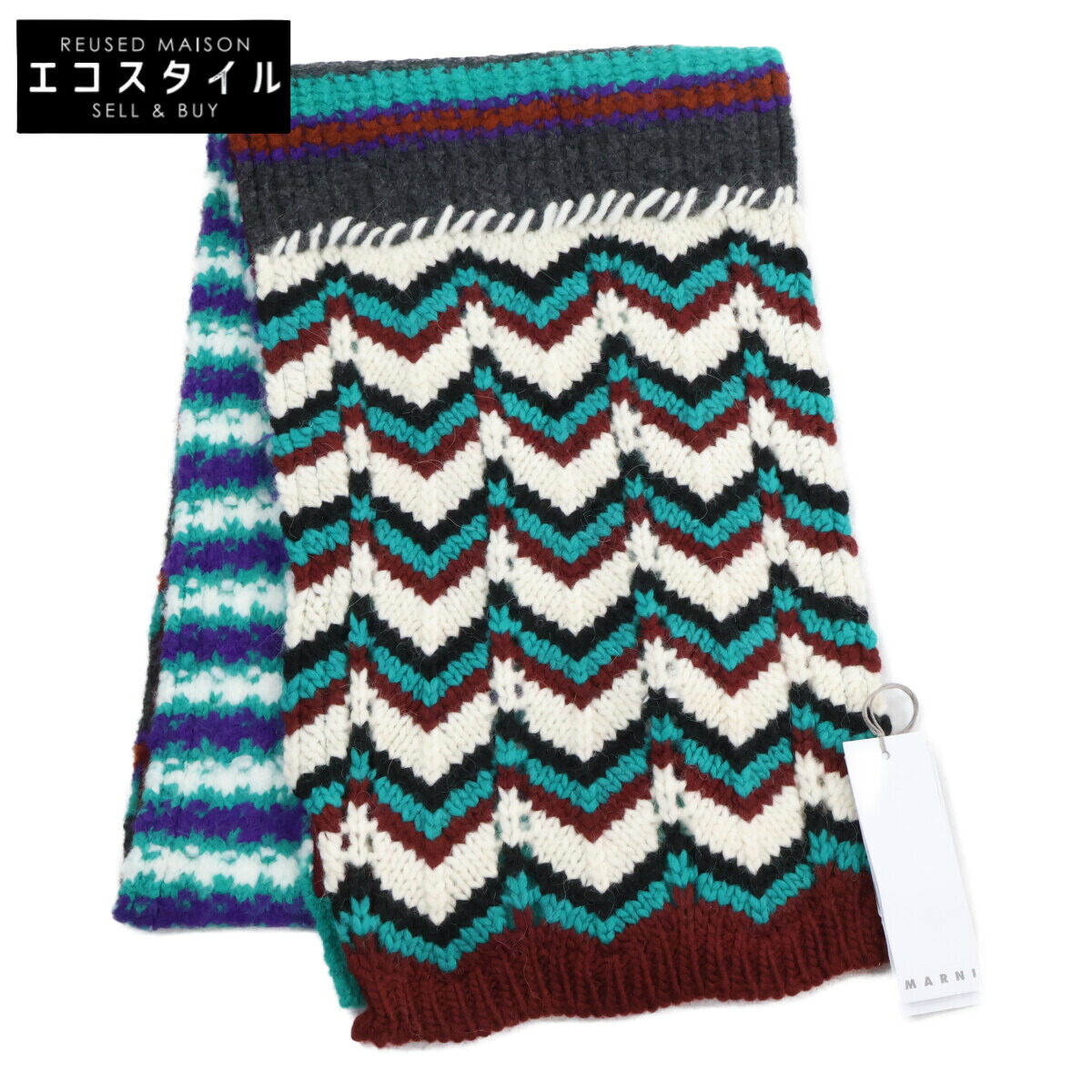 MARNI マルニ 【新品負けず劣らず/国内定まり】SCZC0027Q0 UFW031 KNIT PATCHWORK 編み物 消音装置 緑であること/マルチ色合い レディース 【中古】