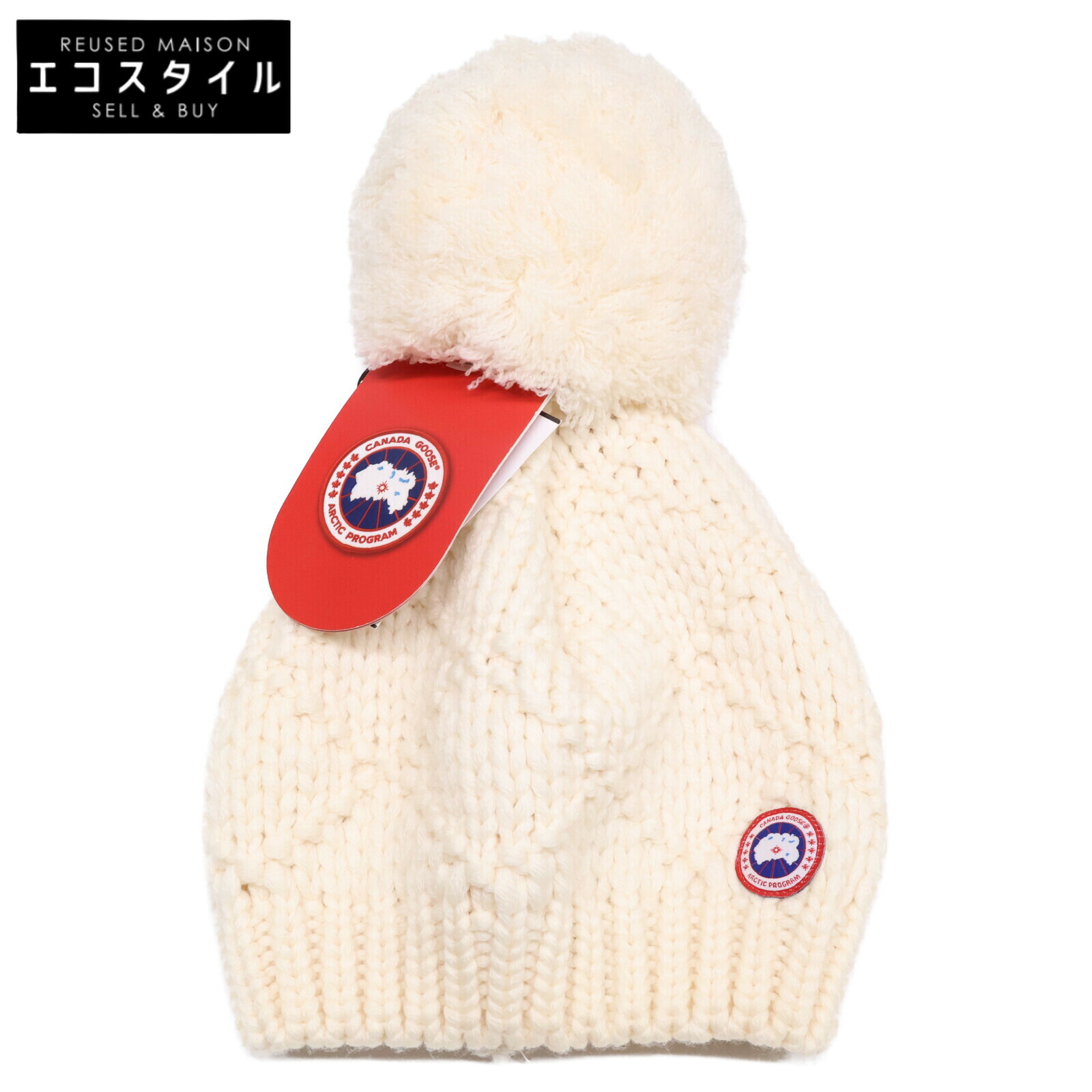 CANADA GOOSE カナダグース 【新品同様】5221L ウール ニット 帽子 アイボリー レディース 【中古】