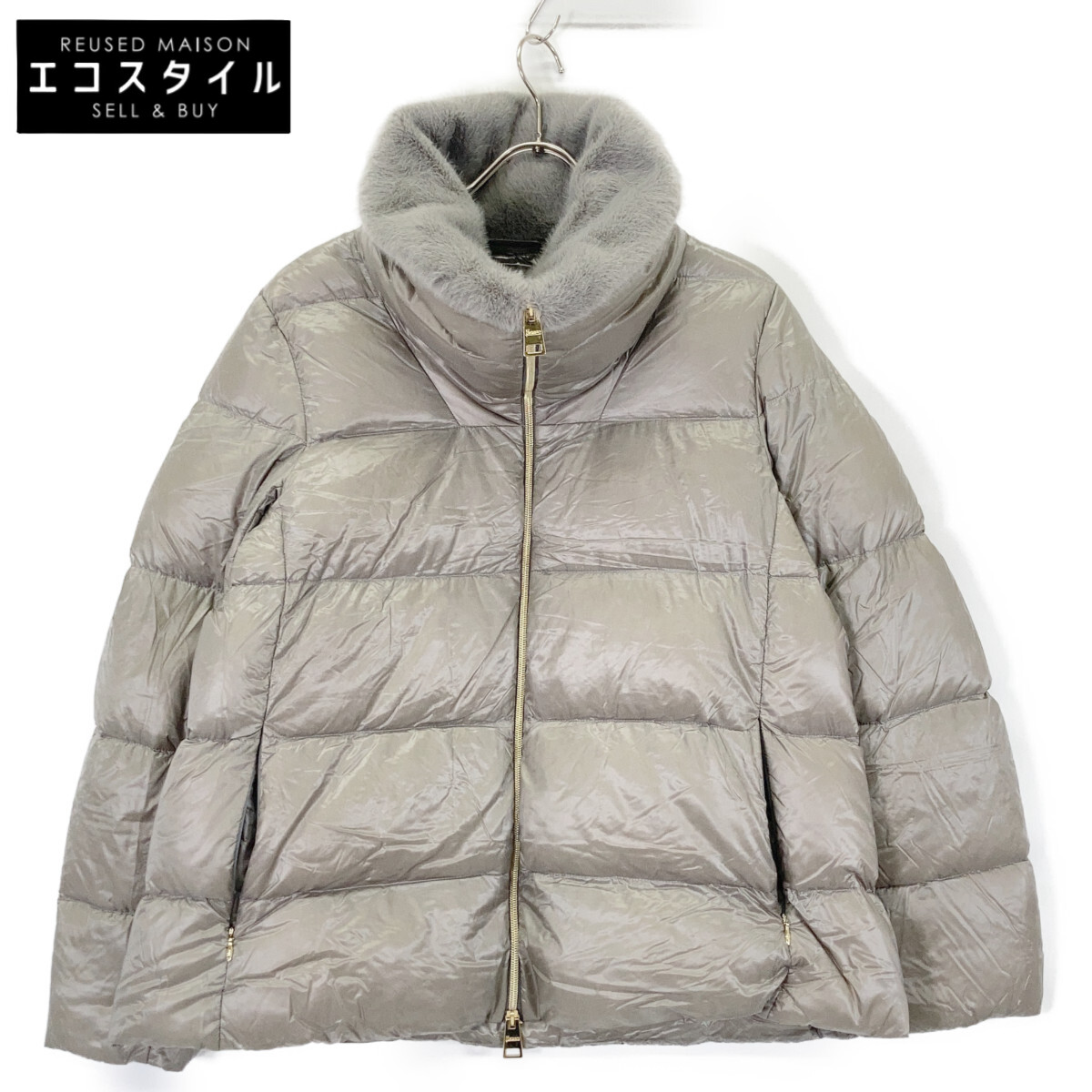 【楽天市場】HERNO ヘルノ 【美品/国内正規】PI001923D ナイロンウルトラライト フェイクファー ダウン ジャケット 44 グレー ...