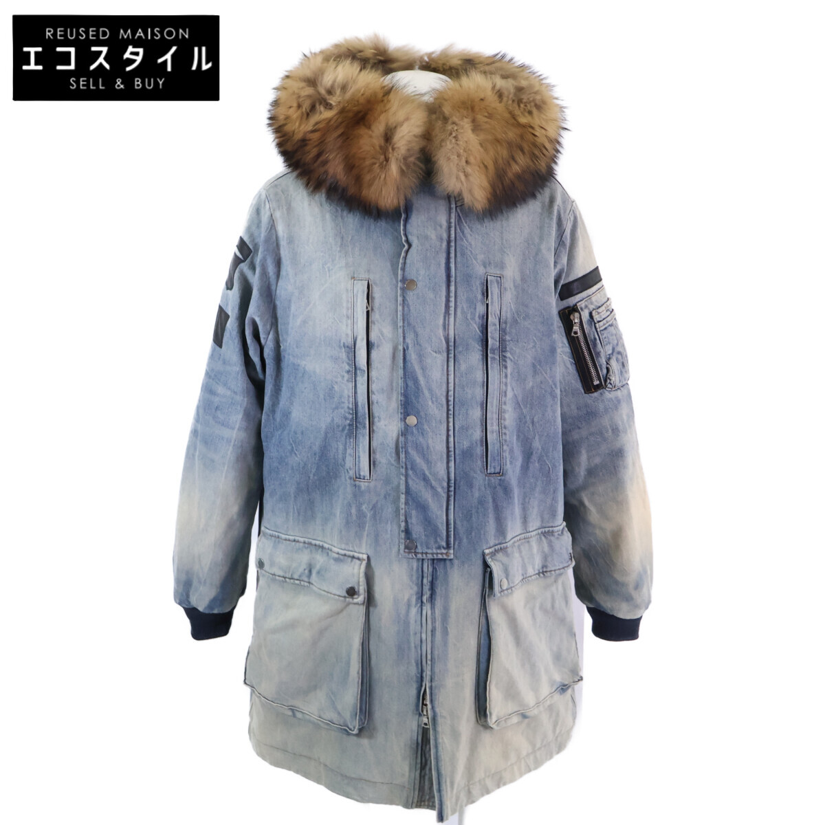 AMIRI アミリ W9M04161DE ラクーンファー デニム コート M ブルー メンズ 【中古】