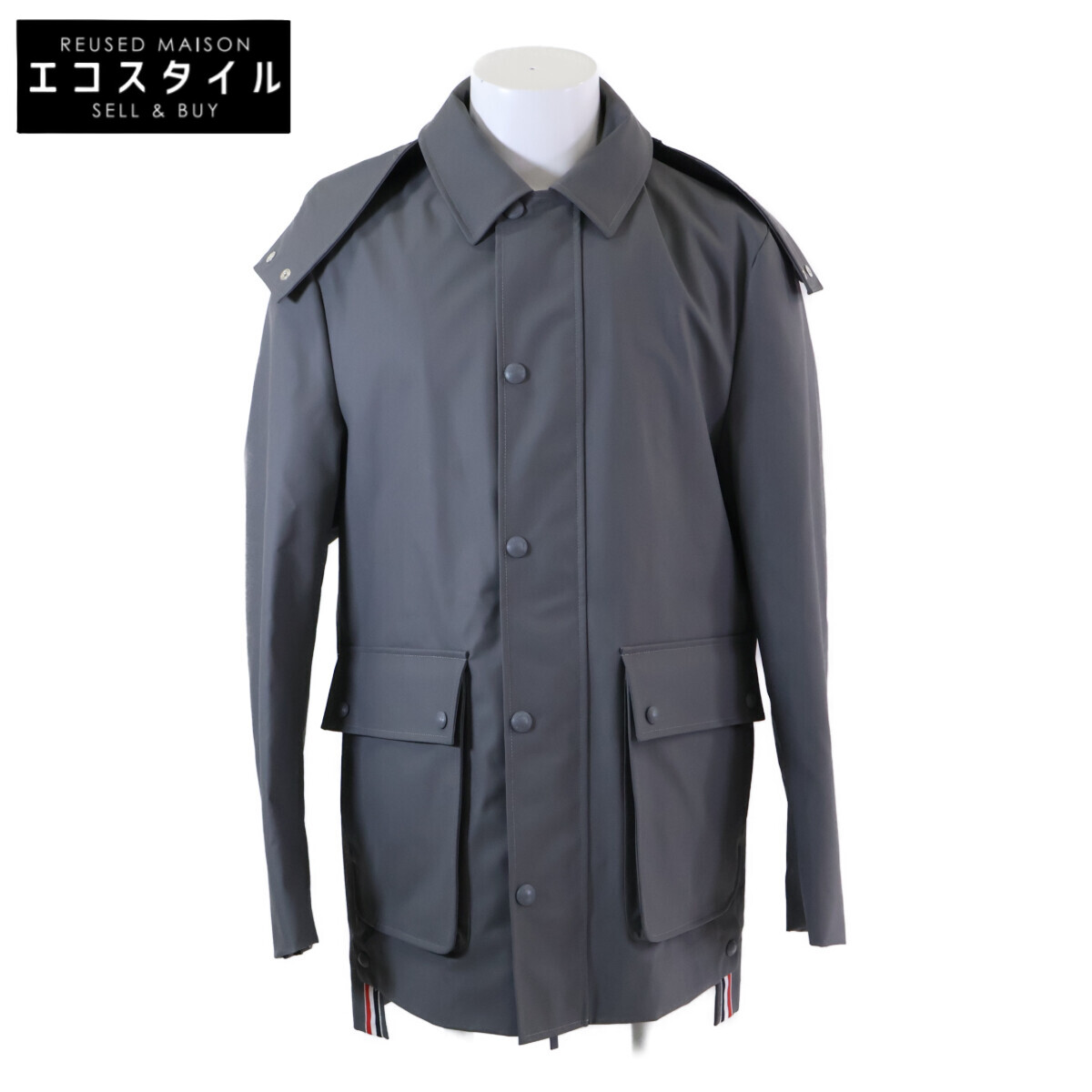 THOM BROWNE トムブラウン 【国内正規】MOT071A 07064035 フルレングス フード付 コート 2 グレー メンズ 【中古】