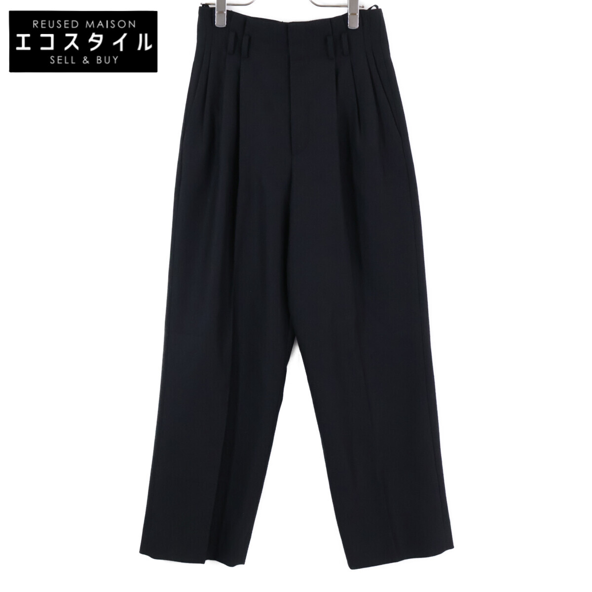 CELINE セリーヌ 【国内正規】2P582523K モヘアｘウール 2タック ワイドパンツ/ ボトムス 36 ブラック レディース 【中古】