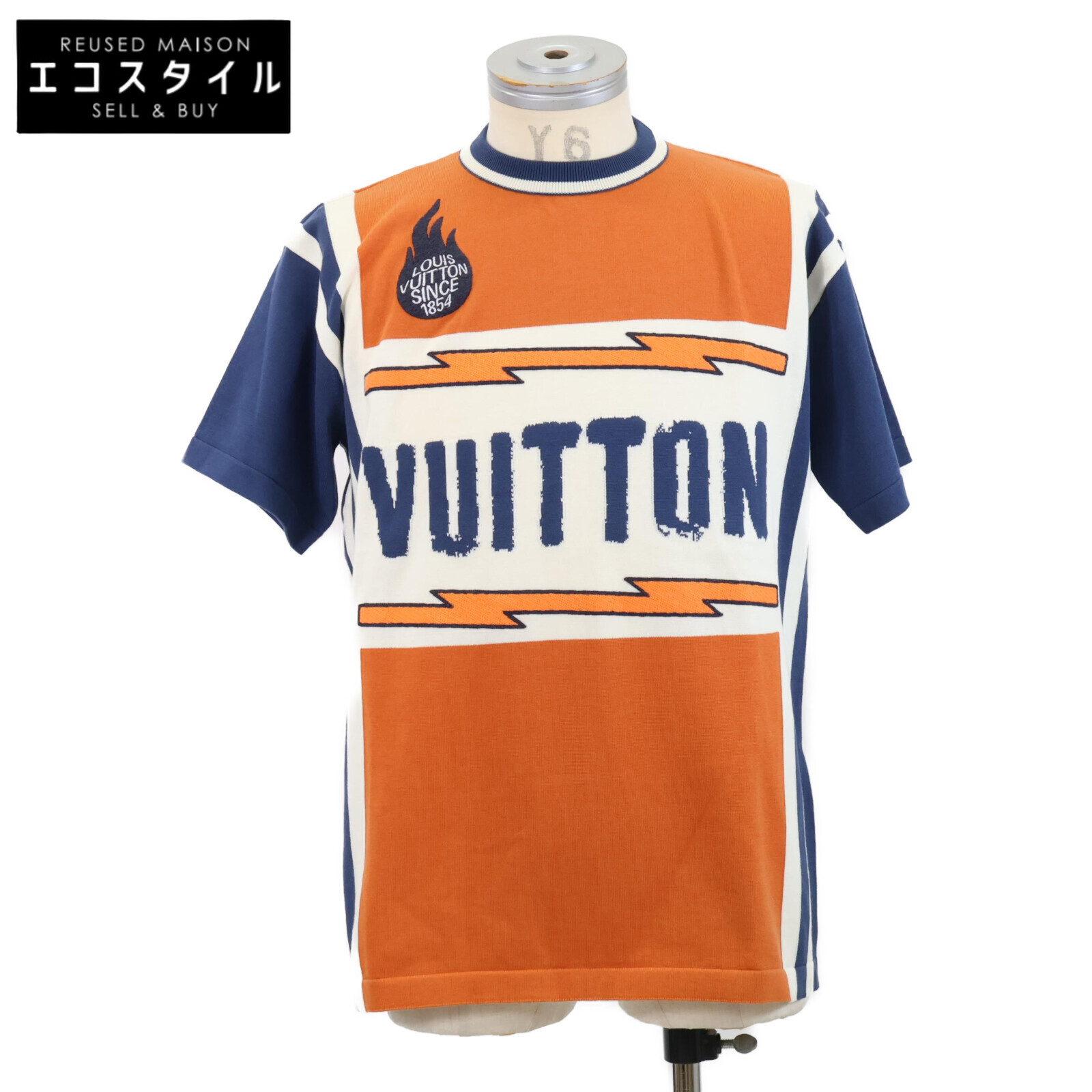LOUIS VUITTON ルイヴィトン 【美品/国内定め事/24年製】RM241M DFV HQN21W ロゴタイプ入り口・入口 半袖編み物 カットソー/ トップス XS オレンジ色 メンズ 【中古】