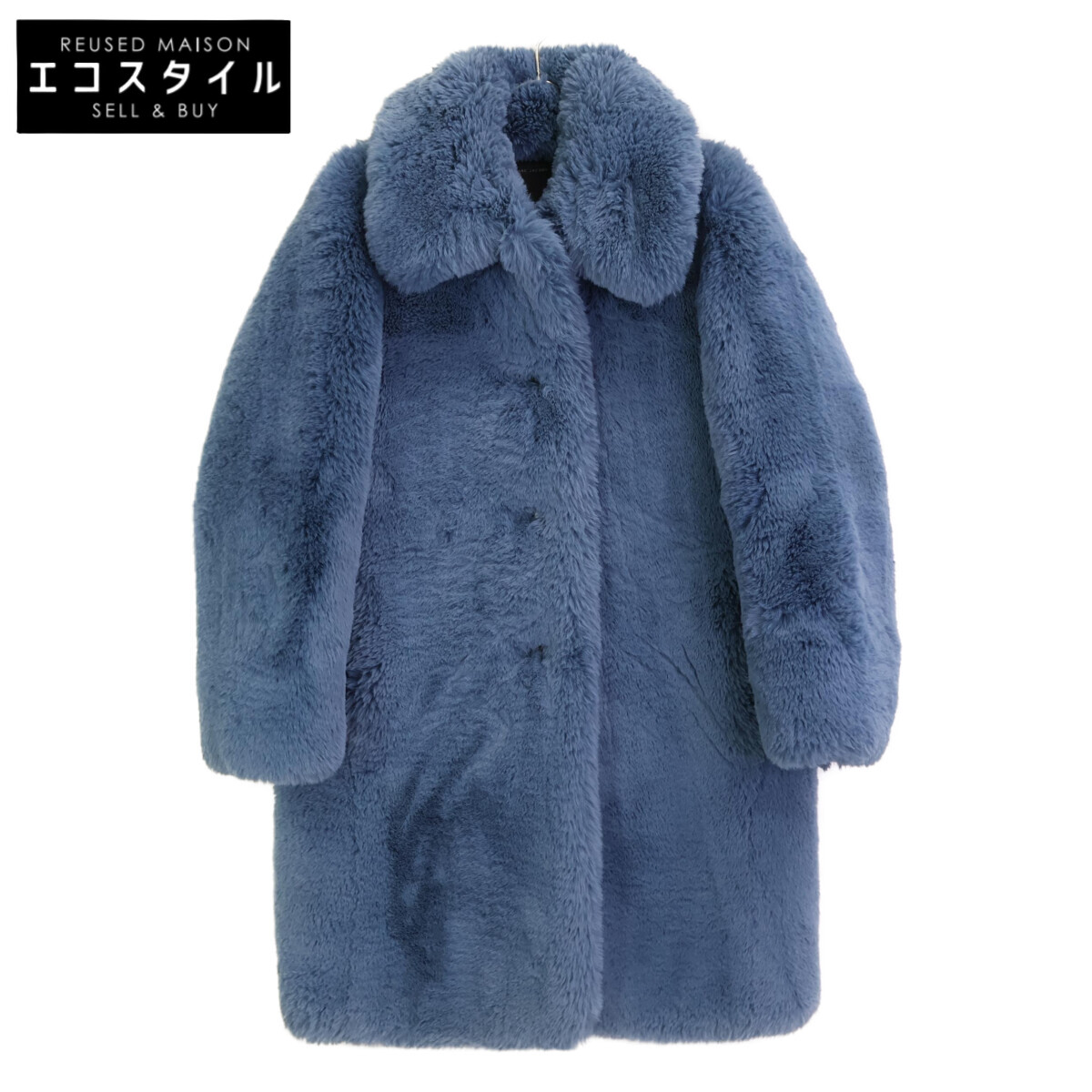 MARC JACOBS 目じるし ジェイコブス 18年製 青み Plush Faux Fur Coat With Rounded Colla 厚地の外套   XS 青み レディース 【中古】
