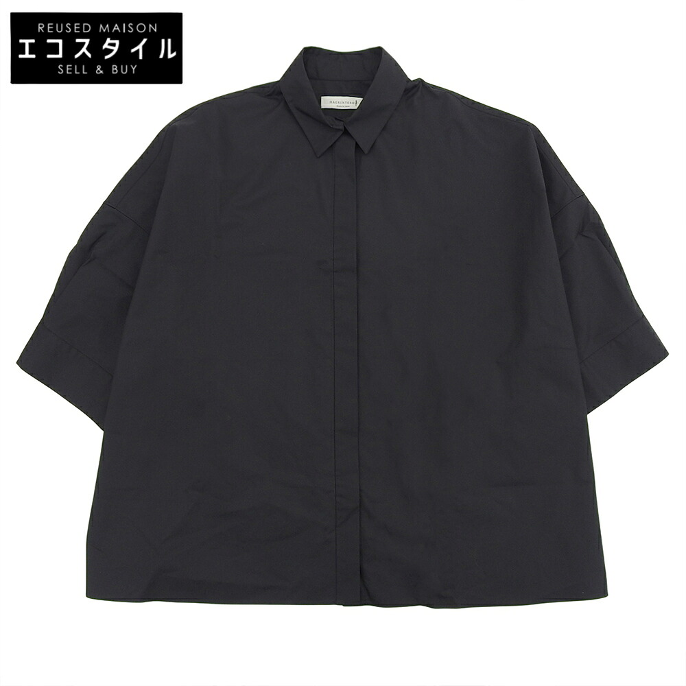 MACKINTOSH マッキントッシュ 新品同様 ドロップショルダー ワイド シャツ トップス レディース ブラック 8 L231HI1006SHD 23SS トップス 8 ブラック レディース 【中古】