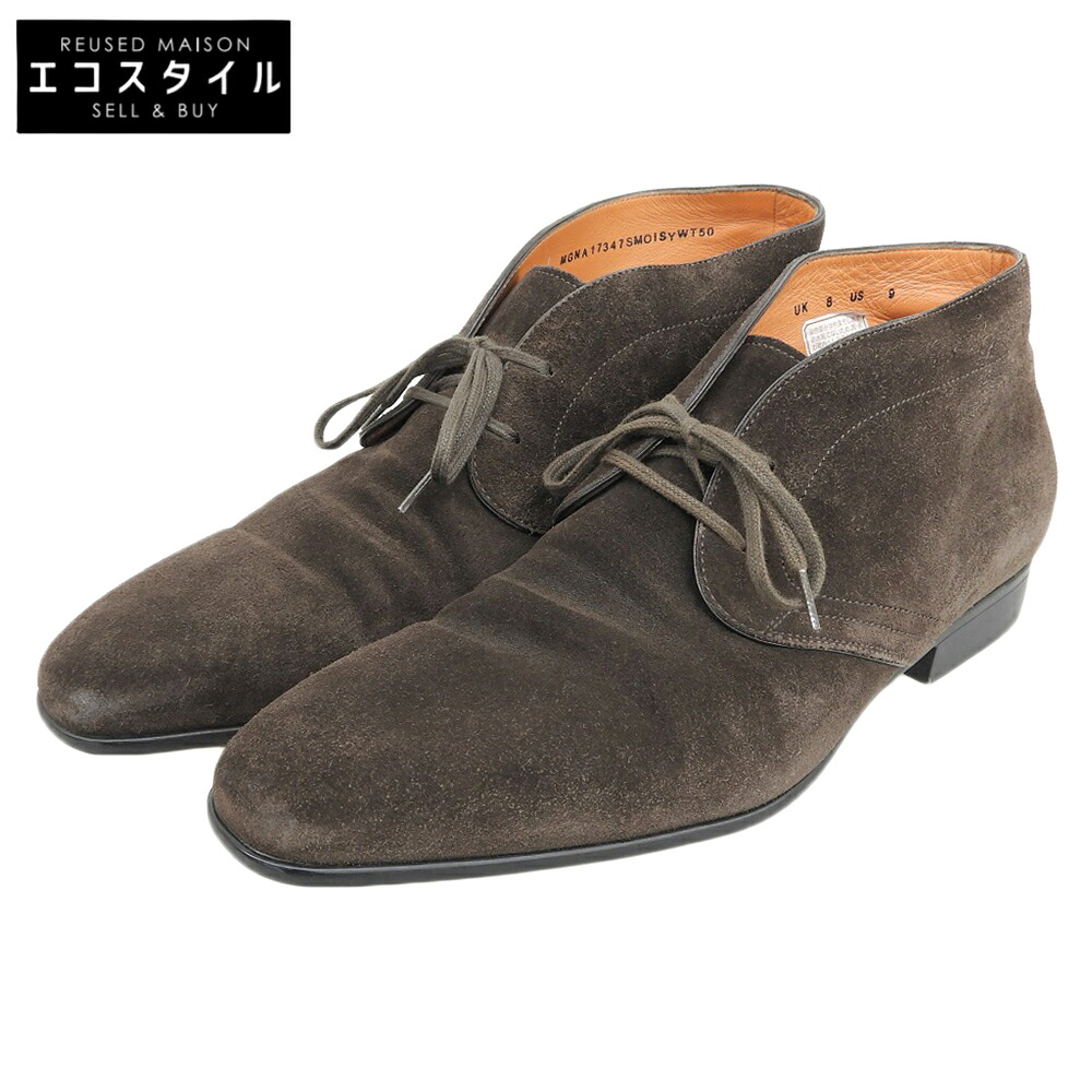 SANTONI サントーニ 17347 スエード チャッカブーツ シューズ メンズ ブラウン 8 シューズ 8 ブラウン メンズ 【中古】