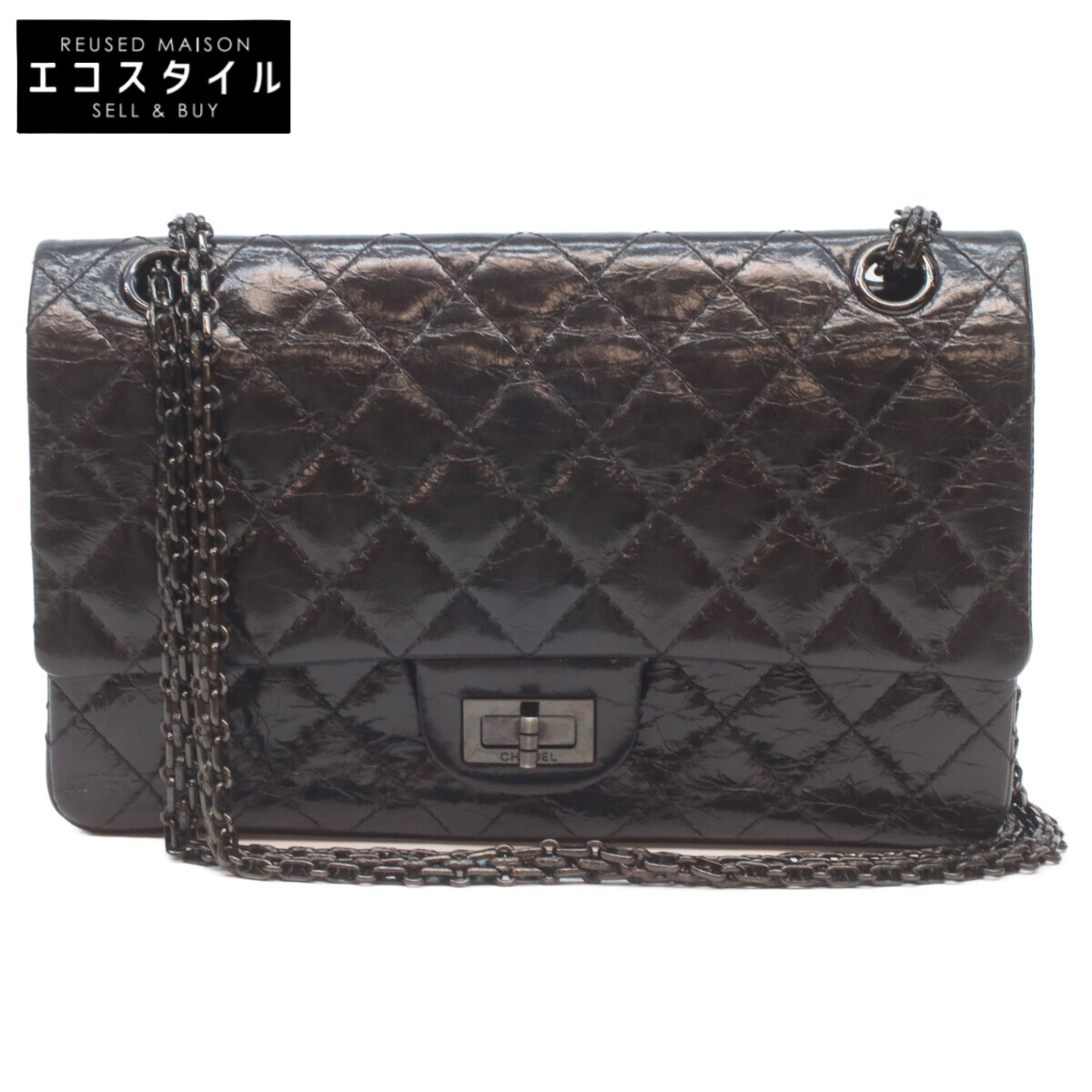 CHANEL シャネル A37586 黒 ｳﾞｨﾝﾃｰｼﾞｶｰﾌ ｿｰﾌﾞﾗｯｸ Wﾌﾗｯﾌﾟ ﾏﾄﾗｯｾ2.55 ショルダーバッグ W24 ブラック/ブラック金具 レディース 【中古】