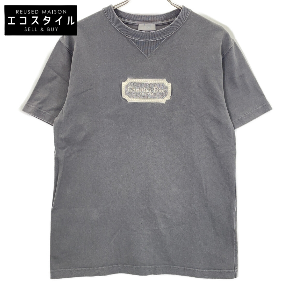 Dior HOMME ディオールオム ｸﾞﾚｰ ｴﾝﾌﾞﾛｲﾀﾞﾘｰ ﾛｺﾞ Tｼｬﾂ トップス グレー メンズ 【中古】