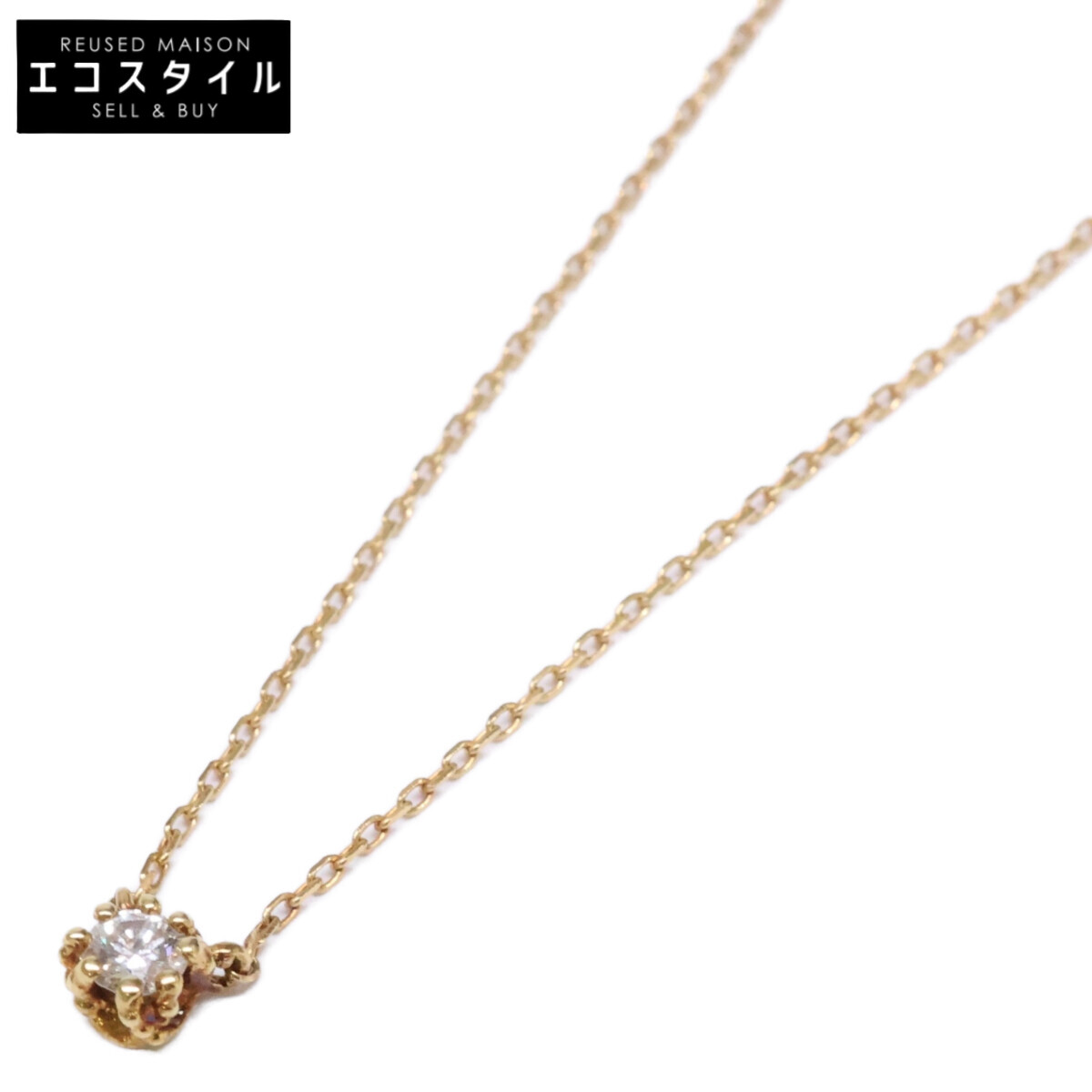 AHKAH アーカー K18 750 0.045 ダイヤモンド ネックレス イエローゴールド レディース 【中古】