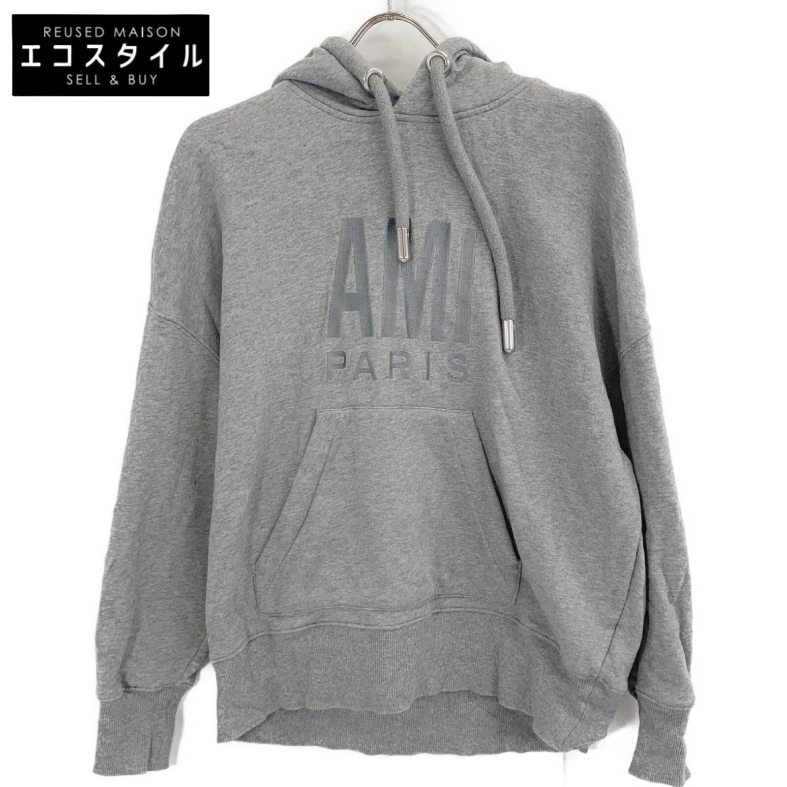 AMI PARIS 意中の女パリス 薄墨色 刺しゅうロゴタイプ スウェットパーカー トップス   XXS 薄墨色 レディース 【中古】