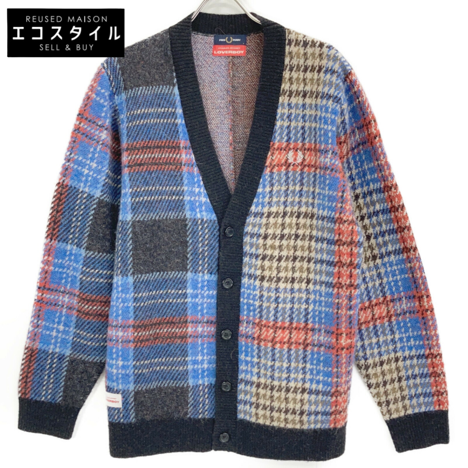FRED PERRY フレッドペリー ×LOVERBOY 読み合わせる柄 2020年 アルパカ 編み物ジレー トップス   S マルチ色合い メンズ 【中古】