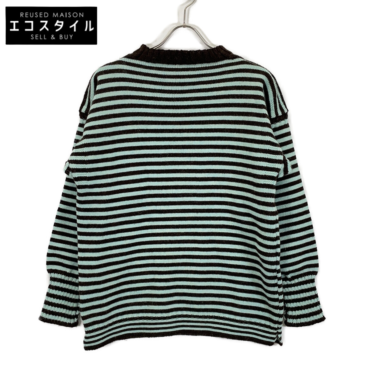 Le Tricoteur ル トリコチュール GARDEN MINT×CHESTNUT 羊毛100 TRADITIONAL GUERNSEY SWEATER トップス   40 緑であること×赤銅色 レディース 【中古】