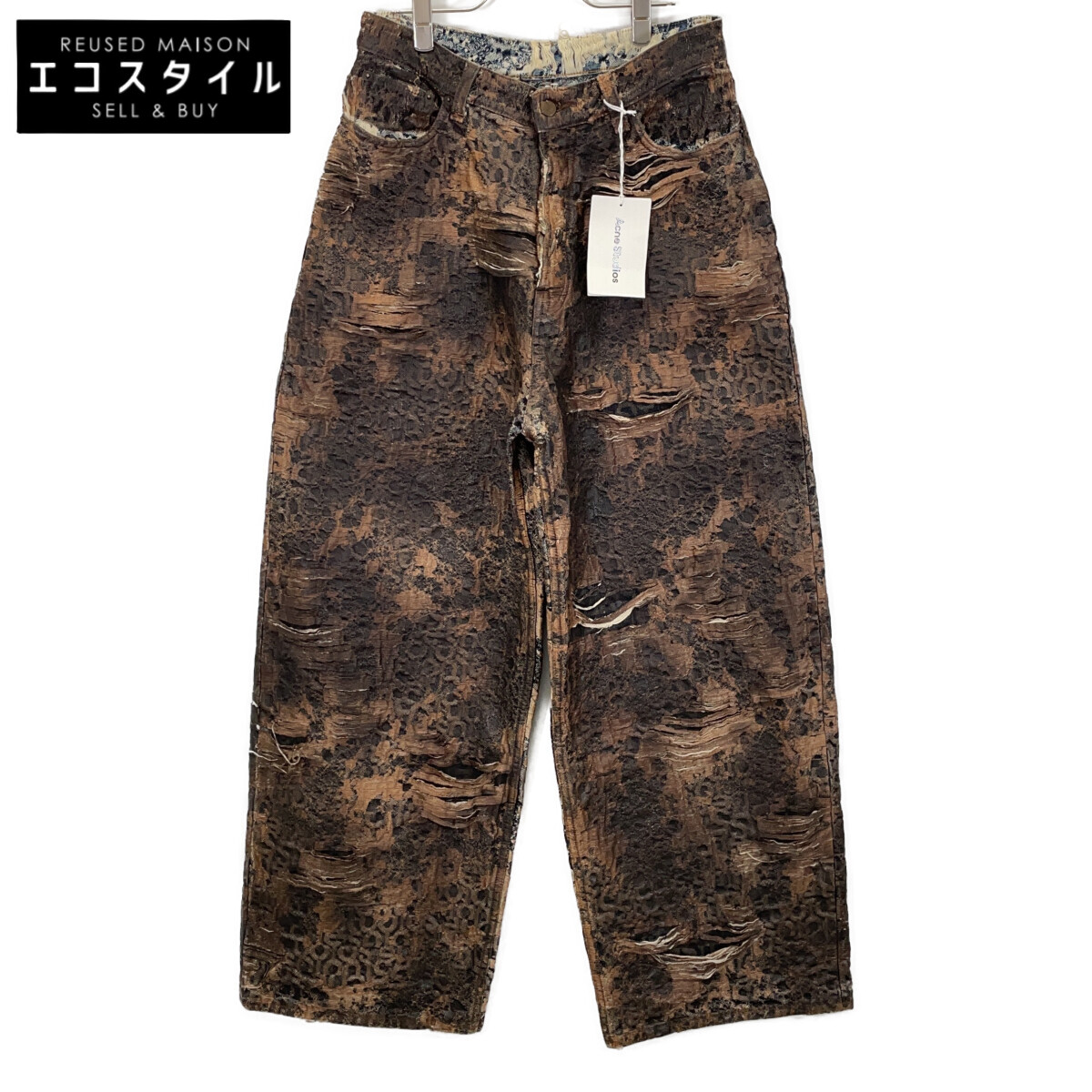 ACNE STUDIOS アクネ ストゥディオズ 25SS　B00406ｰ700 ﾌﾞﾗｳﾝ ﾜｲﾄﾞﾚｯｸﾞﾃﾞｨｽﾄﾚｽﾄｺｰﾃｨﾝｸﾞｼﾞｰﾝｽﾞ ボトムス 27 ブラウン メンズ 【中古】