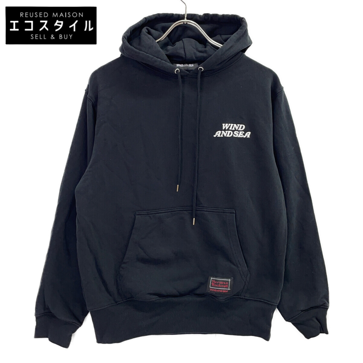 WIND AND SEA ウィンダンシー ×NORMAN ROCKWELL ﾌﾟﾘﾝﾄﾊﾟｰｶｰ トップス S ブラック メンズ 【中古】