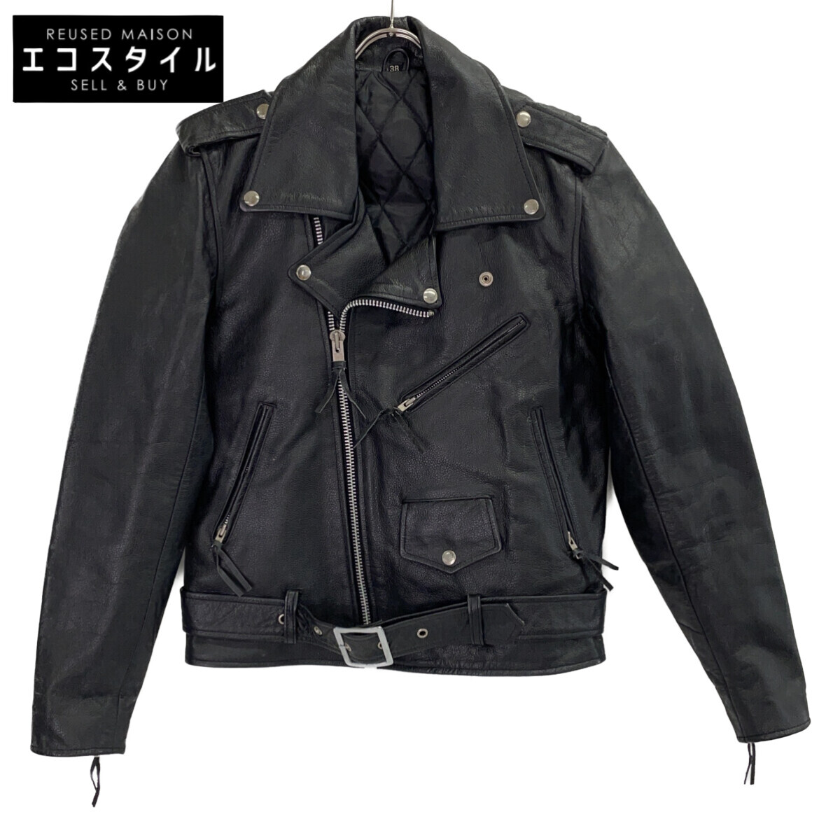 FREEDOM フリーダム ﾌﾞﾗｯｸ 牛革 ﾀﾞﾌﾞﾙﾗｲﾀﾞｰｽｼﾞｬｹｯﾄ ジャケット ブラック メンズ 【中古】