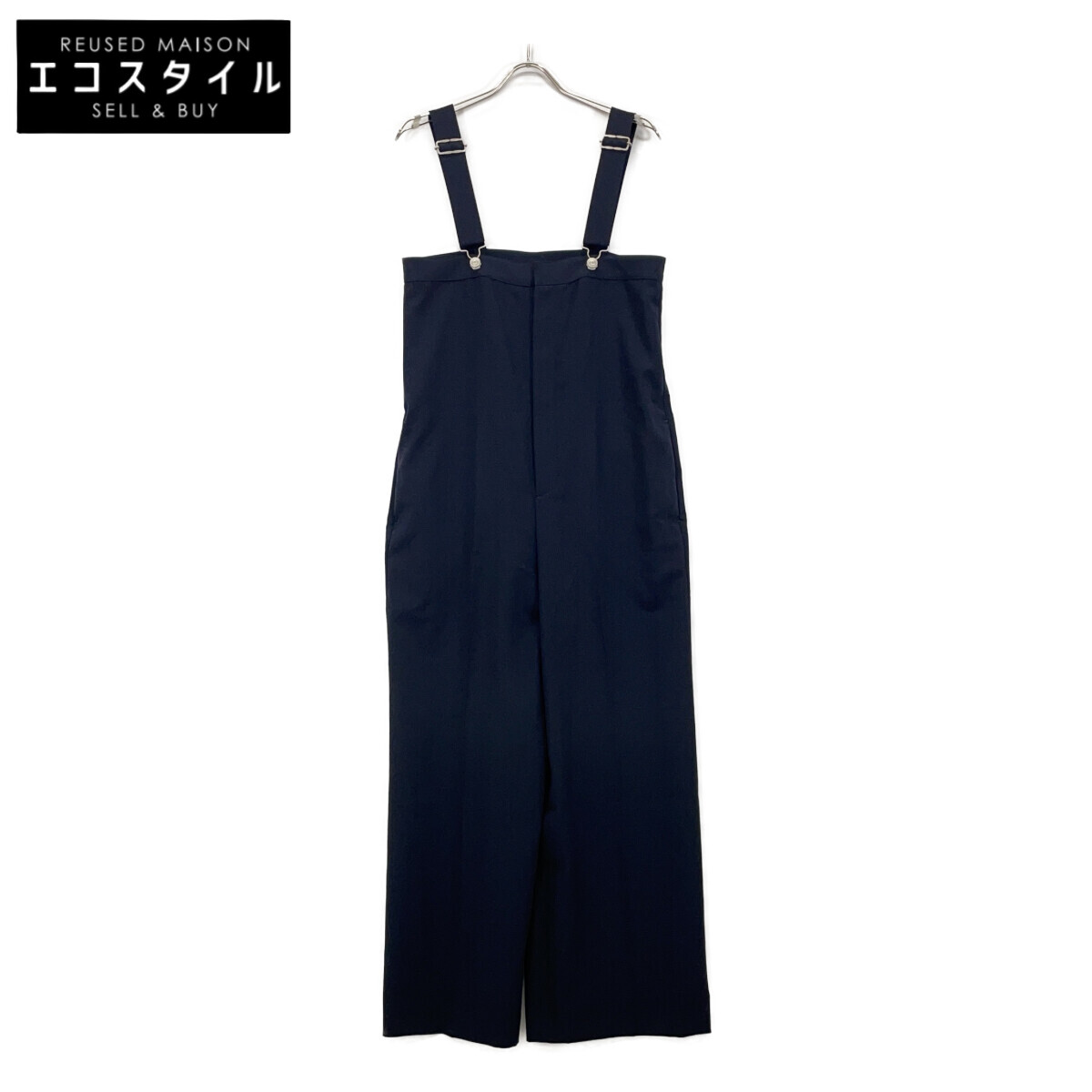 Deuxieme Classe ドゥーズィエムクラス L'Appartement別注 23AW ﾌﾞﾗｯｸ ｵｰﾙｲﾝﾜﾝ･ｻﾛﾍﾟｯﾄ 23-040-560-3012-1-0 オーバーオール オールインワン 38 ネイビー レディース 【中古】