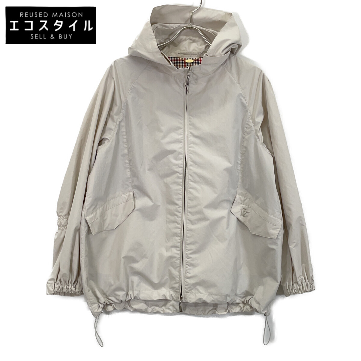 Aquascutum アクアスキュータム ホフ 5023250012 MAURIタフタ フーデッドパーカー 上衣   8 象牙色 レディース 【中古】