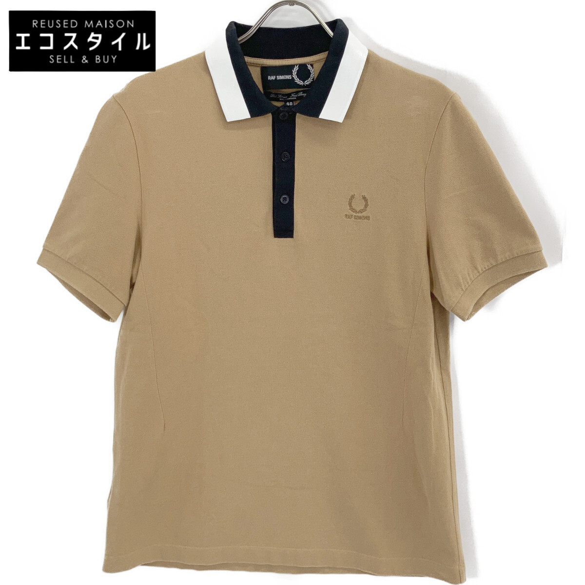 FRED PERRY フレッドペリー ×RAF SIMONS 赤銅色 鹿の子スポーツシャツ トップス   40 赤銅色 メンズ 【中古】