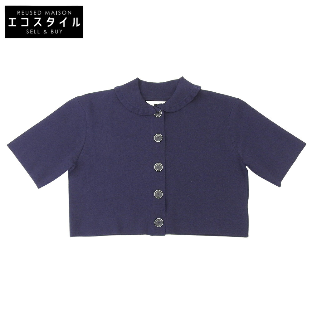 LEMONPLET レモンプレット KNIT RUSIA MINI CARDIGAN 半袖 ジレー トップス レディース 米国海軍 ONE SIZE トップス   ONE SIZE 米国海軍 レディース 【中古】