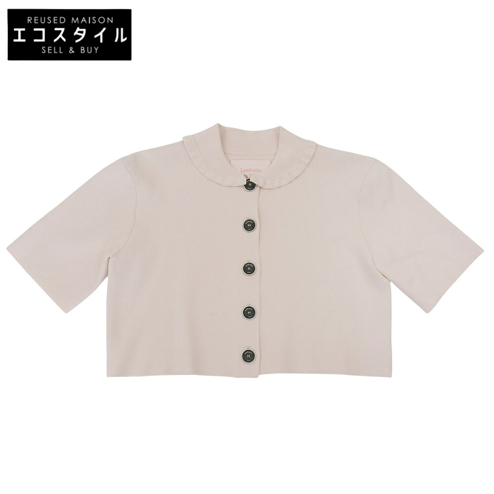 LEMONPLET レモンプレット KNIT RUSIA MINI CARDIGAN ジレー トップス レディース もの言う花サクラ色 ONE SAIZE トップス   ONE SIZE もの言う花サクラ色 レディース 【中古】