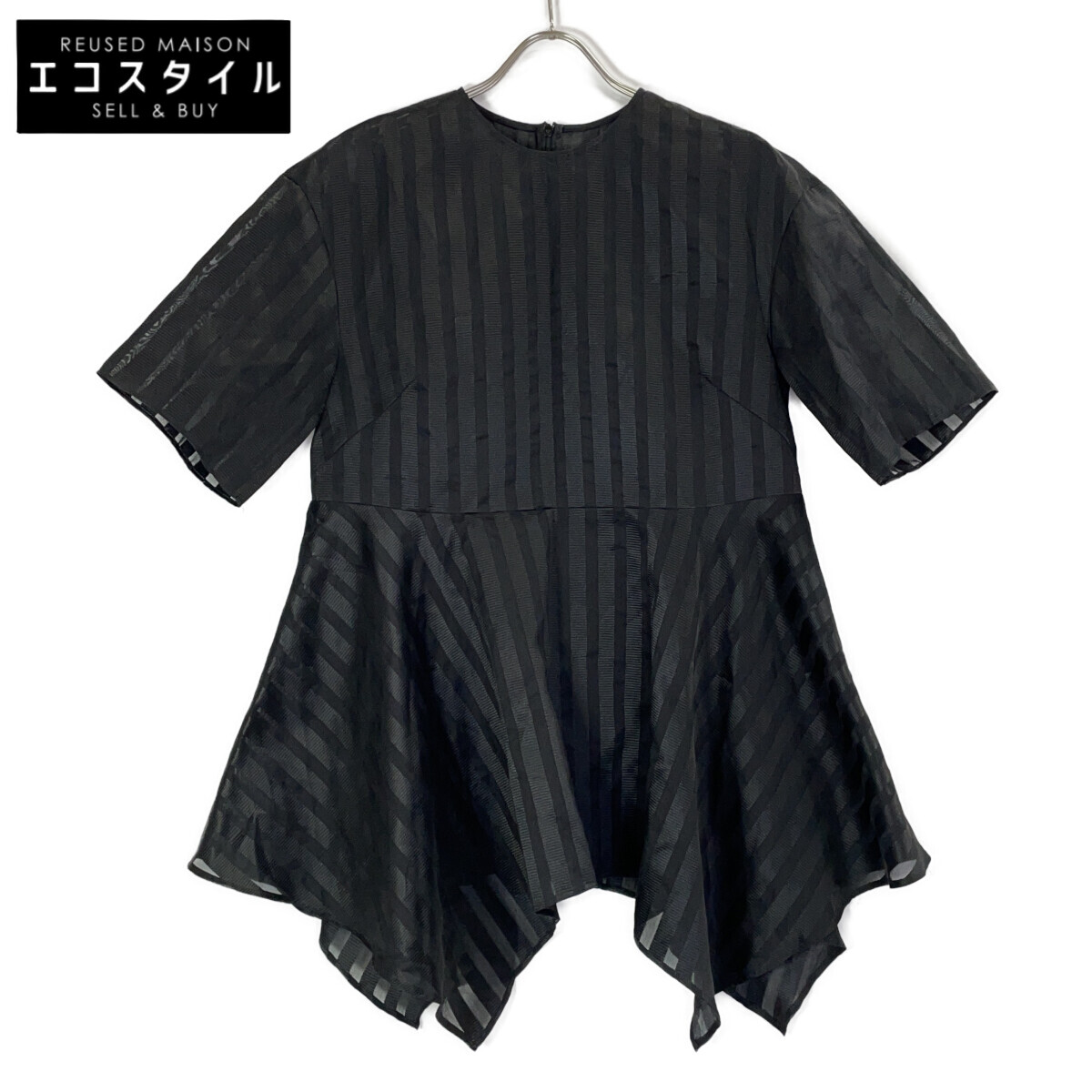 ADORE アドーア 531-3210614 23年製 黒いこと オーガンザストライプブラウス トップス   38 黒いこと レディース 【中古】