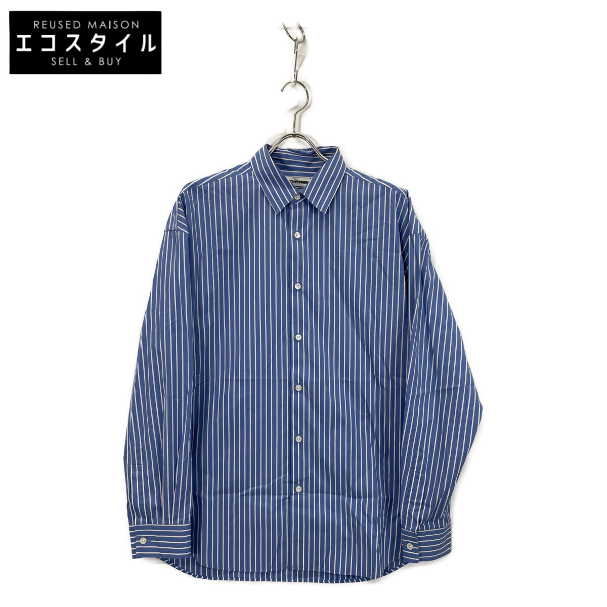 SOFTHYPHEN ソフトハイフン 【美品】MGMFB221055 ストライプ 長袖シャツ/ トップス 03 ブルー メンズ 【中古】