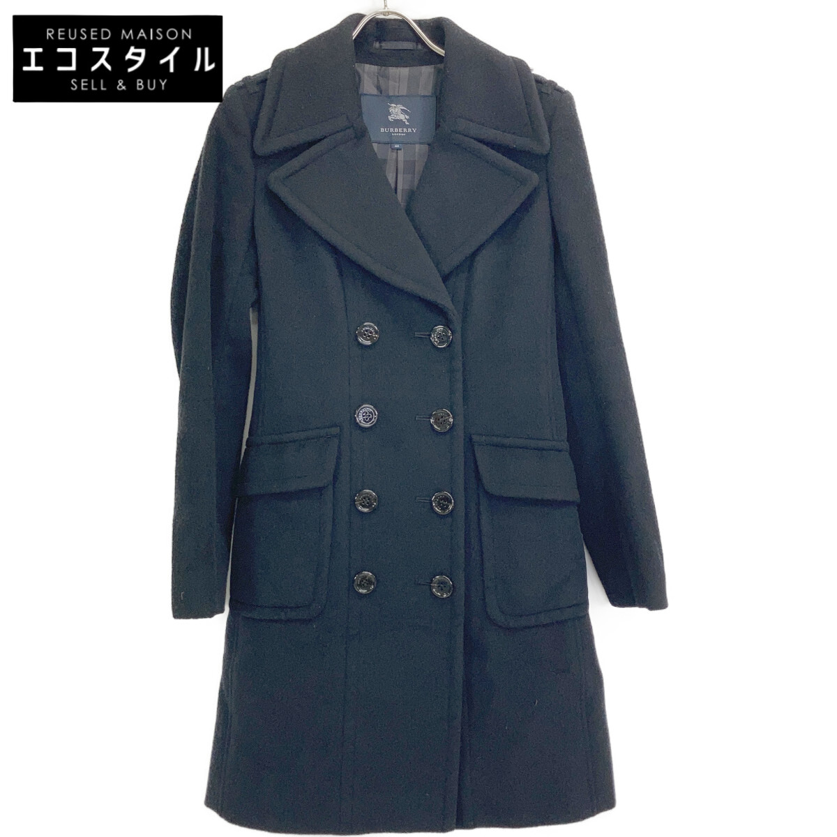 BURBERRY バーバリー ﾌﾞﾗｯｸ FN050-941-09 ｱﾝｺﾞﾗ×ｳｰﾙ ｽﾄｰﾑｺｰﾄ コート 40 ブラック レディース 【中古】 14,355円