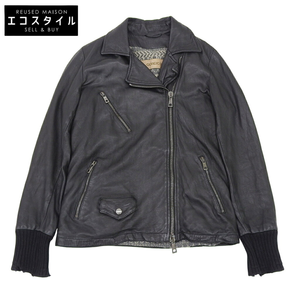 GIORGIOBRATO ジョルジオブラット ダブル ライダース レザー ジャケット レディース ブラック 40 GD23F13092 ジャケット 40 ブラック レディース 【中古】｜ブランドリユース エコスタイル