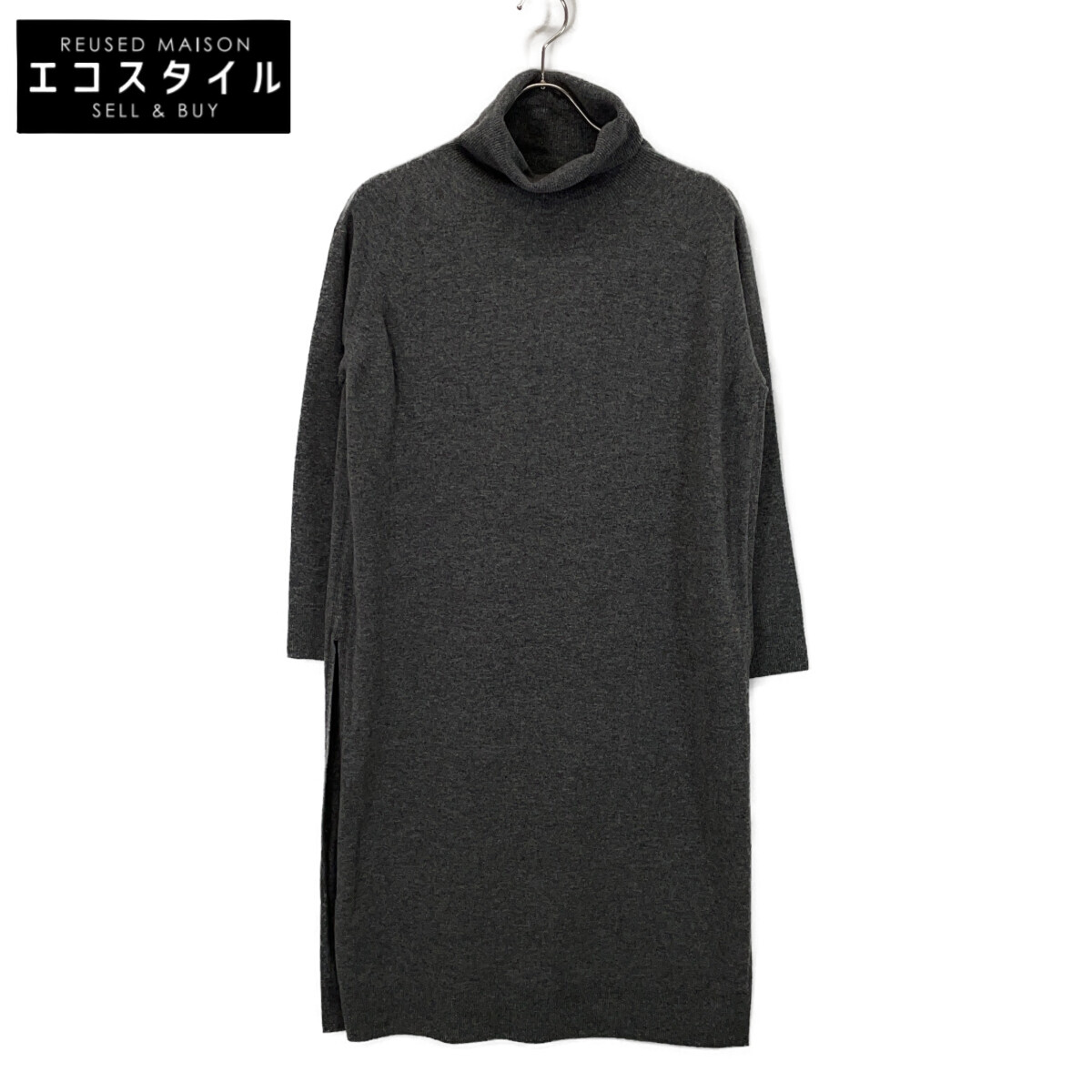 MUSE ミューズ 19-080-500-4110-3-0 CAPRI タートルネック ニット ロング ワンピース  グレー レディース 【中古】