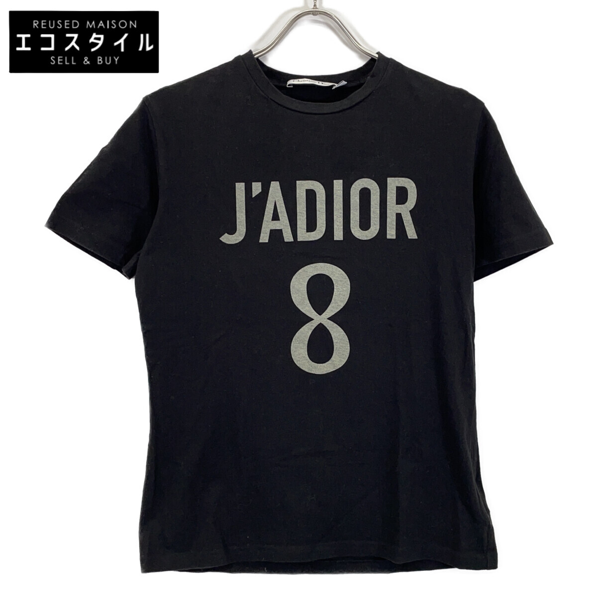 Christian Dior ディオール 【国内定め事】213T03TC001 J\u0027ADIOR8 ロゴタイプ 労働者の一団のど首 リネン混 半袖ティーシャツ/ トップス XS 黒いこと レディース 【中古】