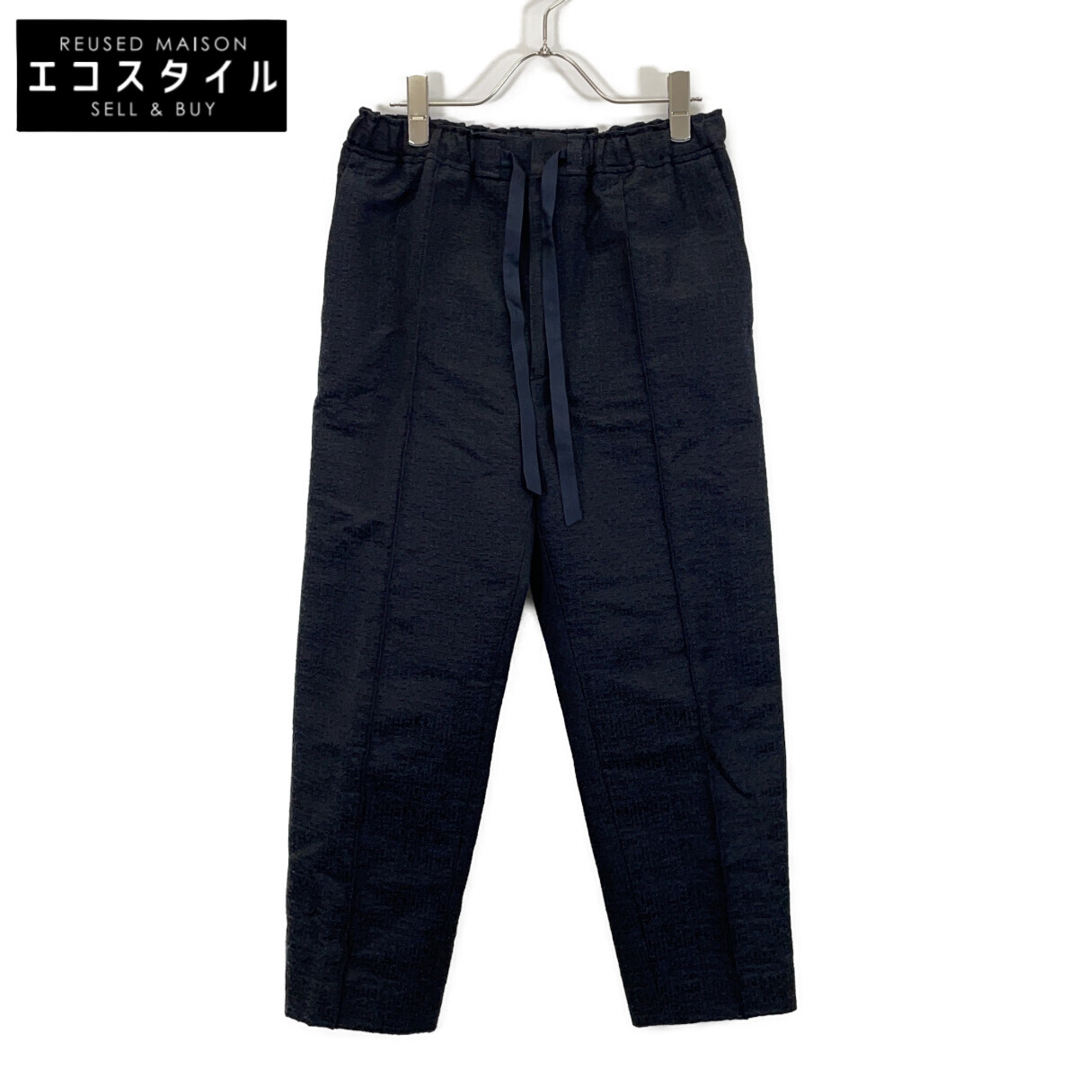 DRAWER ドゥロワー 6514-236-1373 コットン/シルク カスリジャガード テーパードパンツ/ ボトムス 36 ネイビー レディース 【中古】