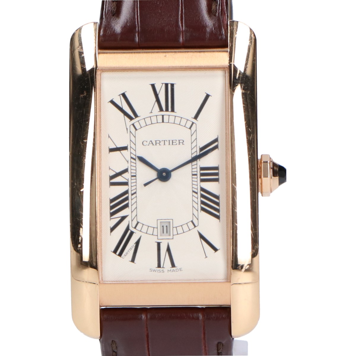 Cartier カルティエ W2609156 タンクアメリカンLM PG×革 AT 腕時計 - RED GOLD メンズ 【中古】