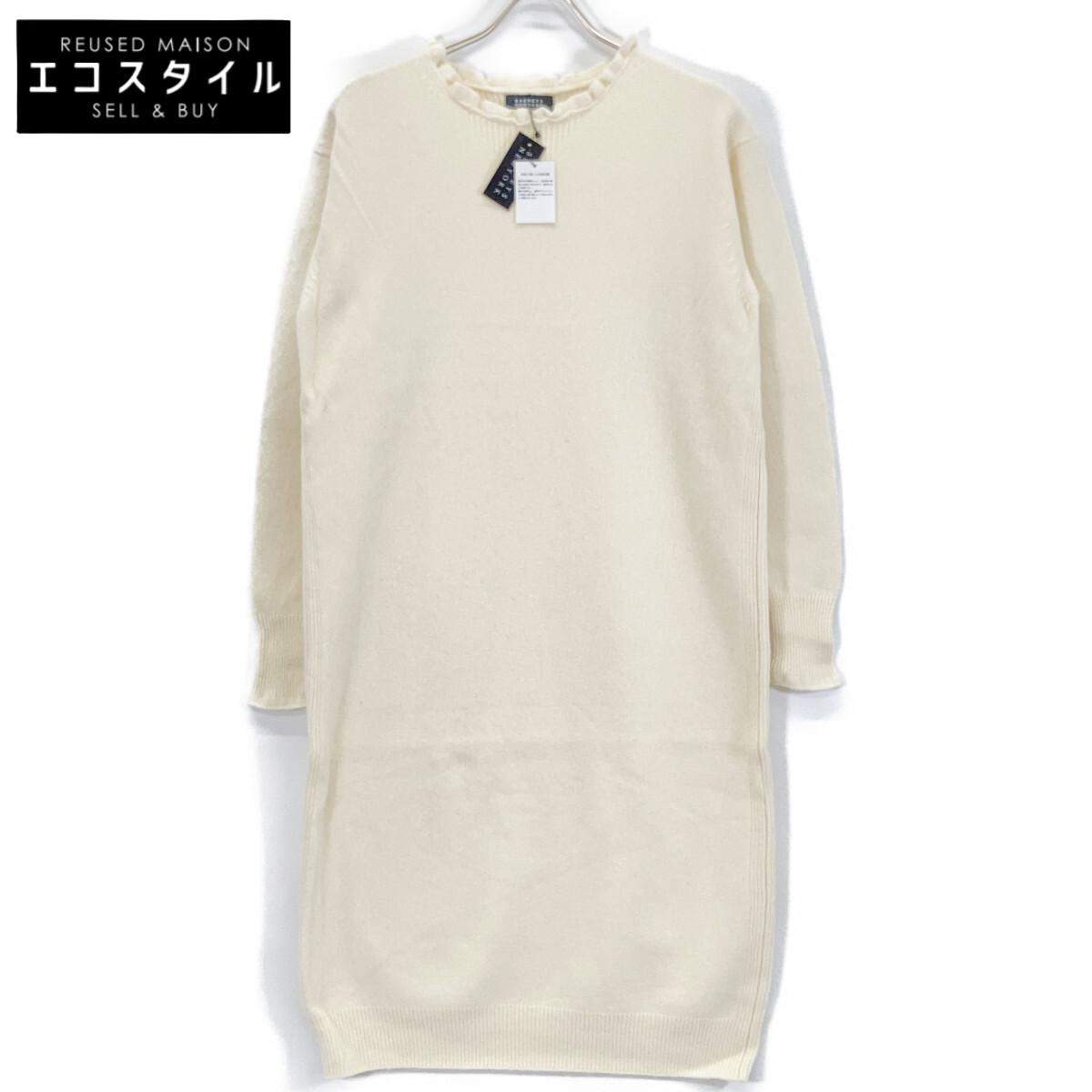 BARNEYS NEWYORK バーニーズニューヨーク ｱｲﾎﾞﾘｰ ﾌﾘﾙ襟 ｳｰﾙ ﾆｯﾄ ﾜﾝﾋﾟｰｽ ワンピース F アイボリー レディース 【中古】